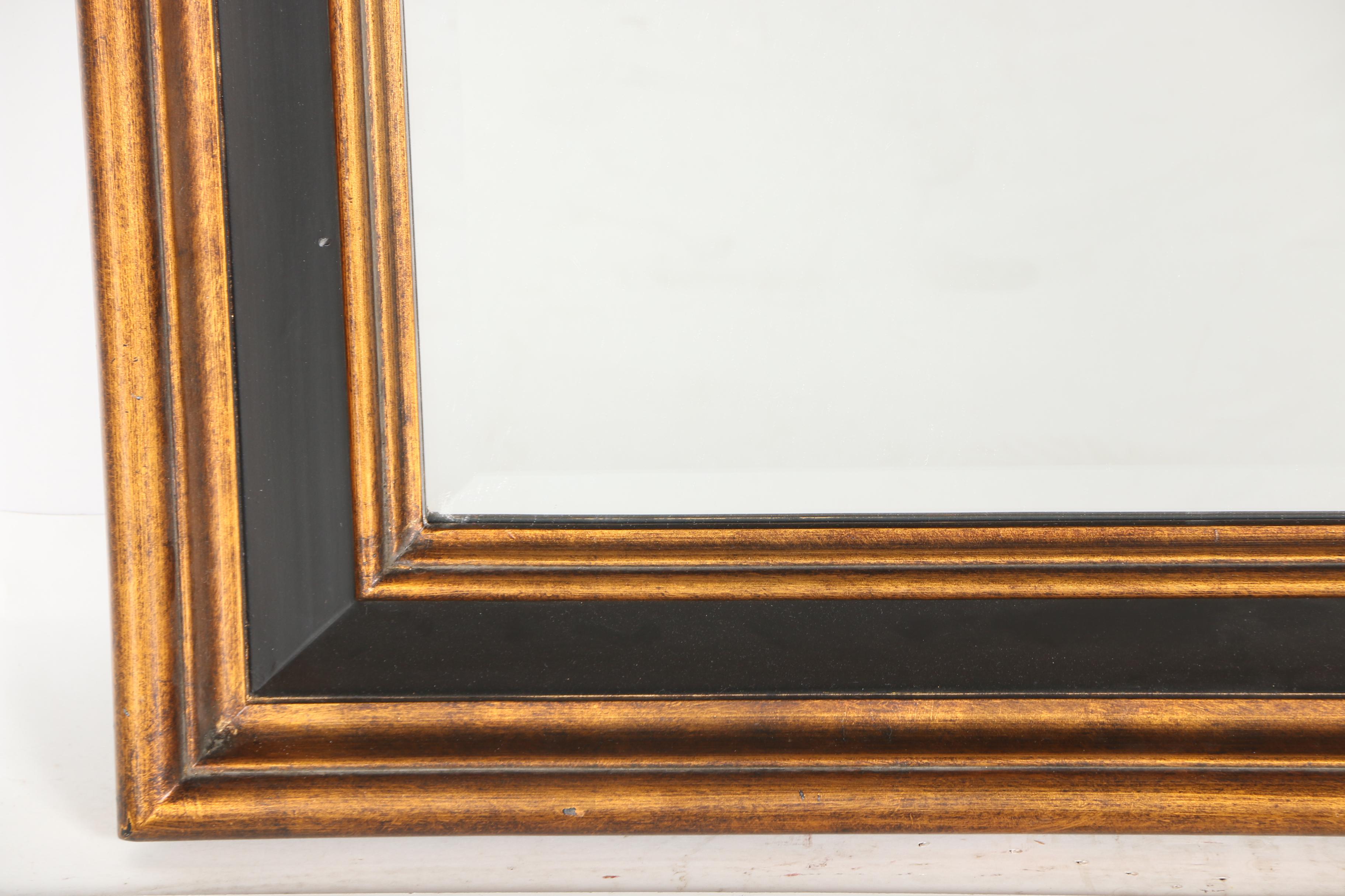 Black Gold Tone Wood Framed Mirror