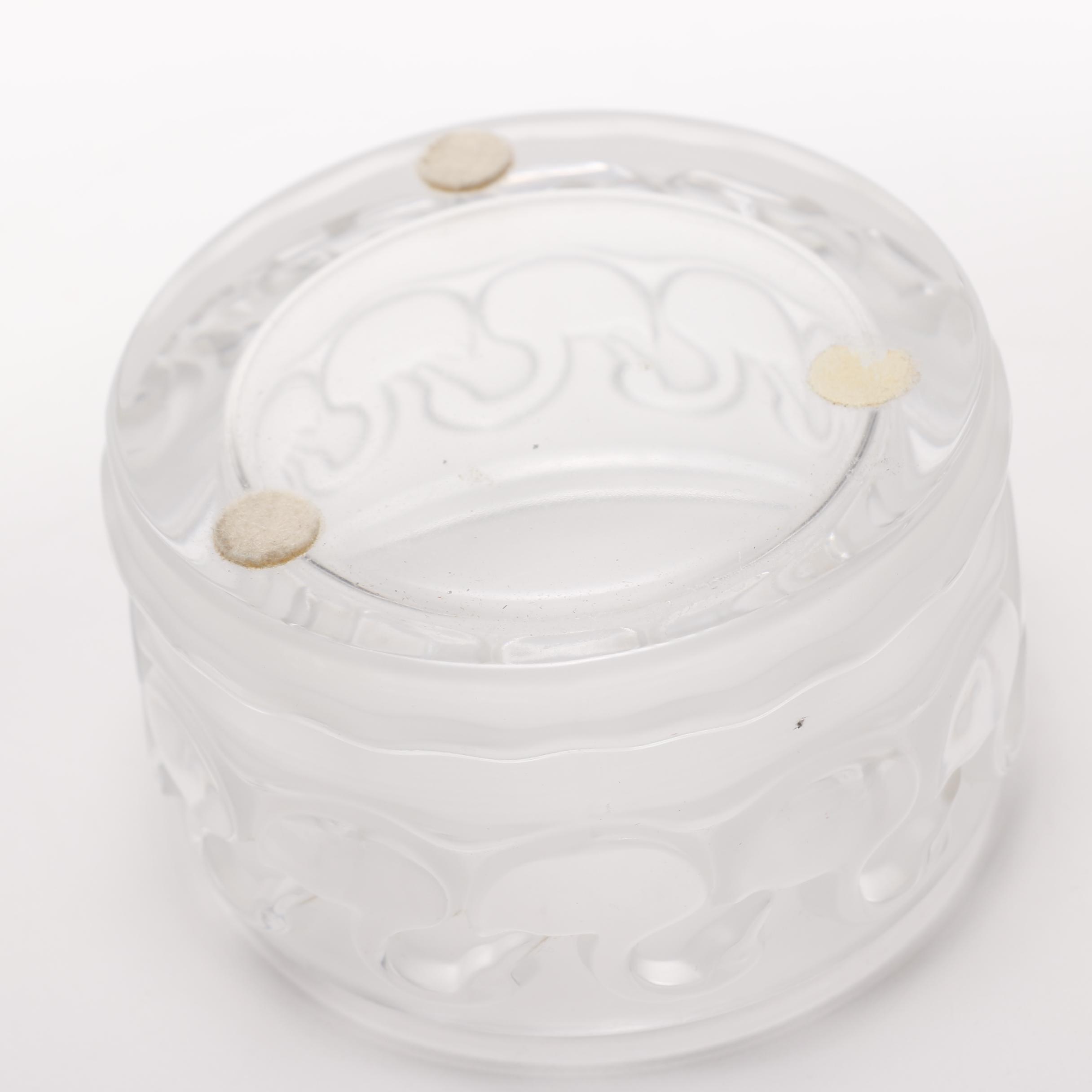 Modern Lalique Crystal Powder Container with Swans
