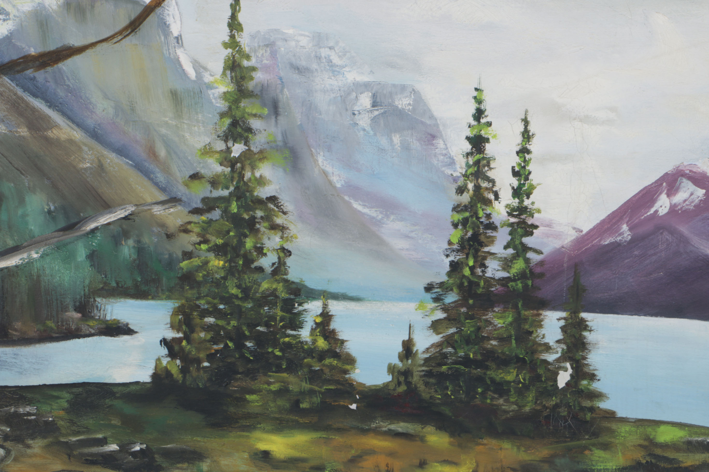 Oil Painting on Canvas of a Mountain Lake