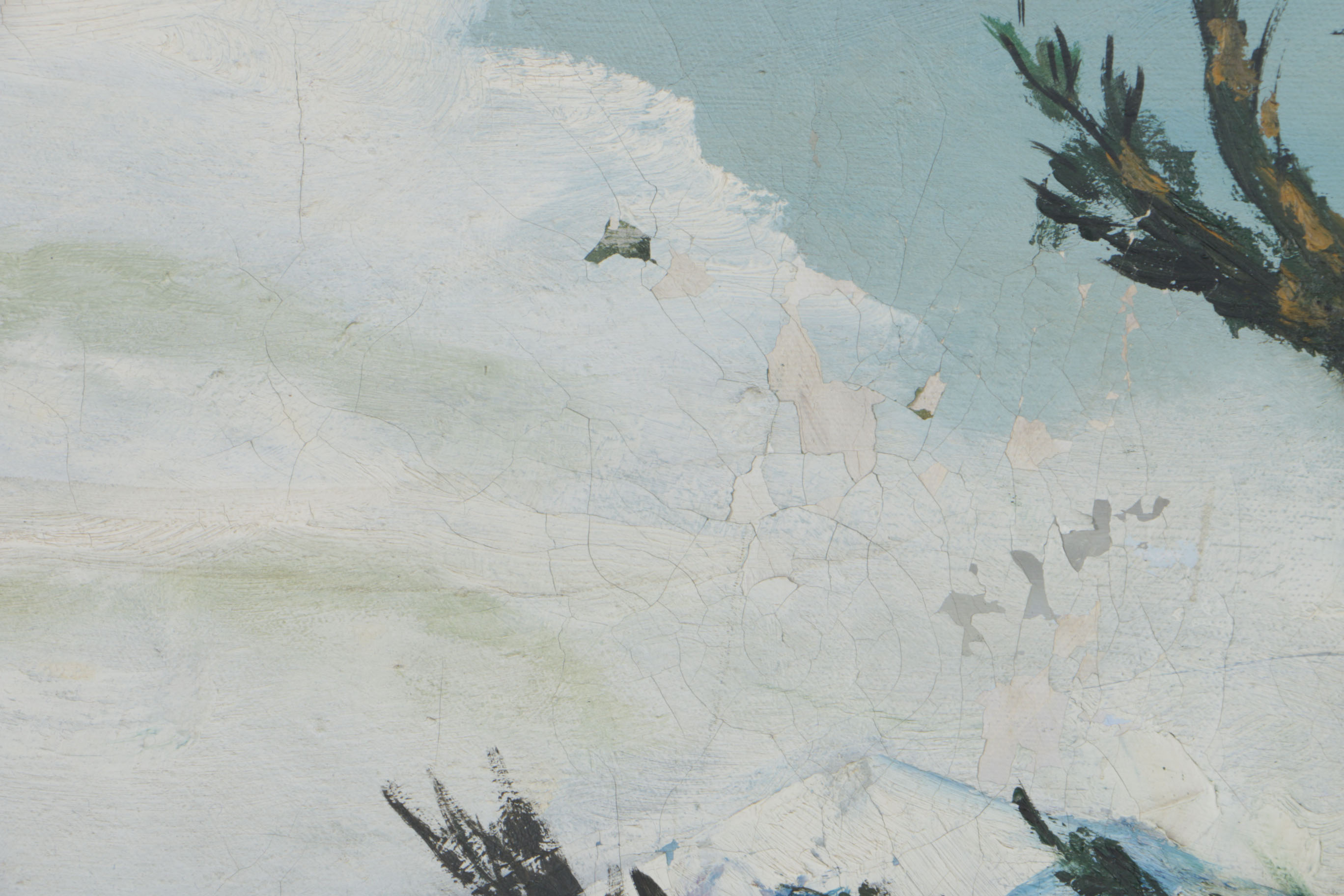 Oil Painting on Canvas of a Mountain Lake