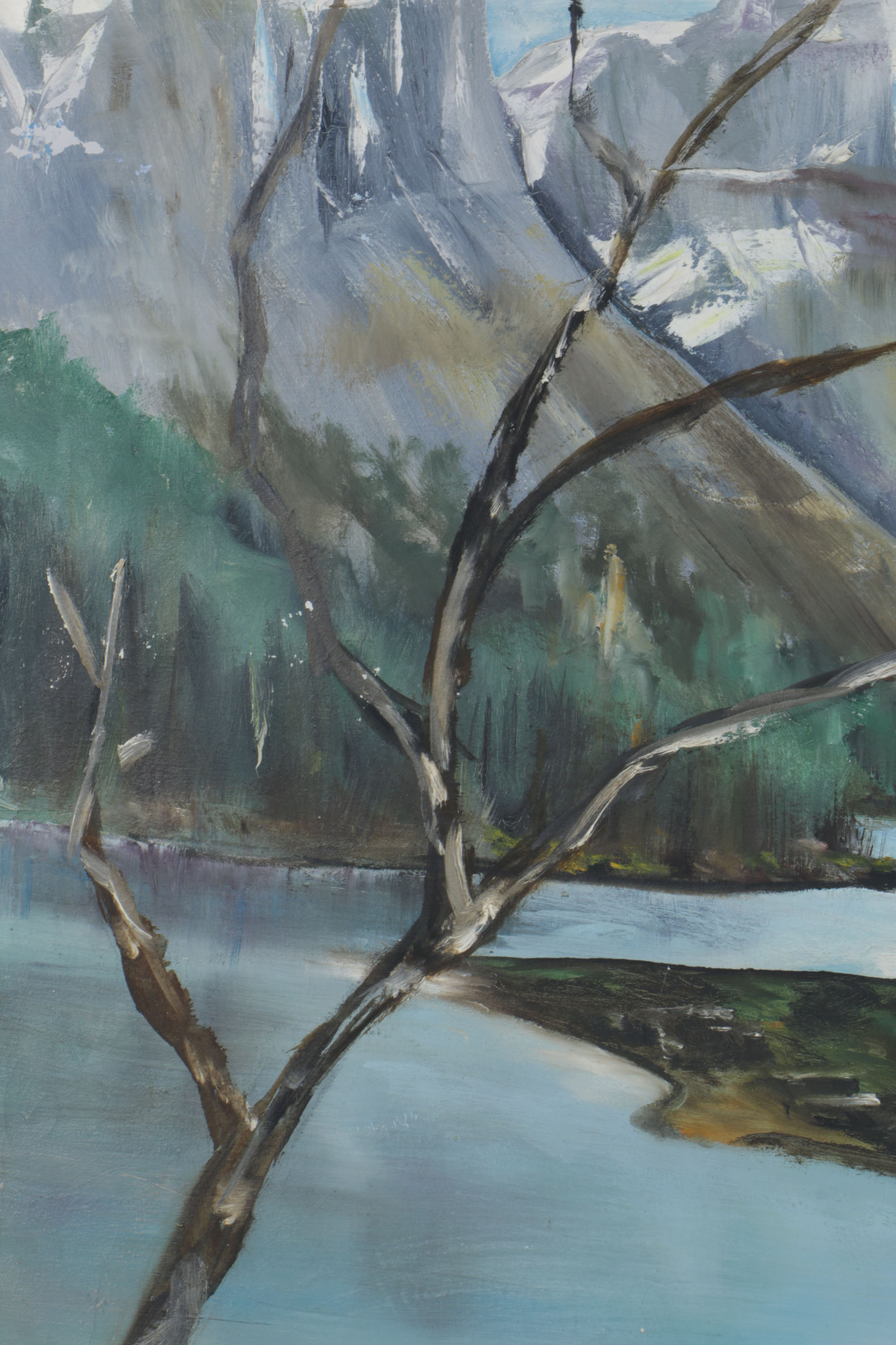 Oil Painting on Canvas of a Mountain Lake