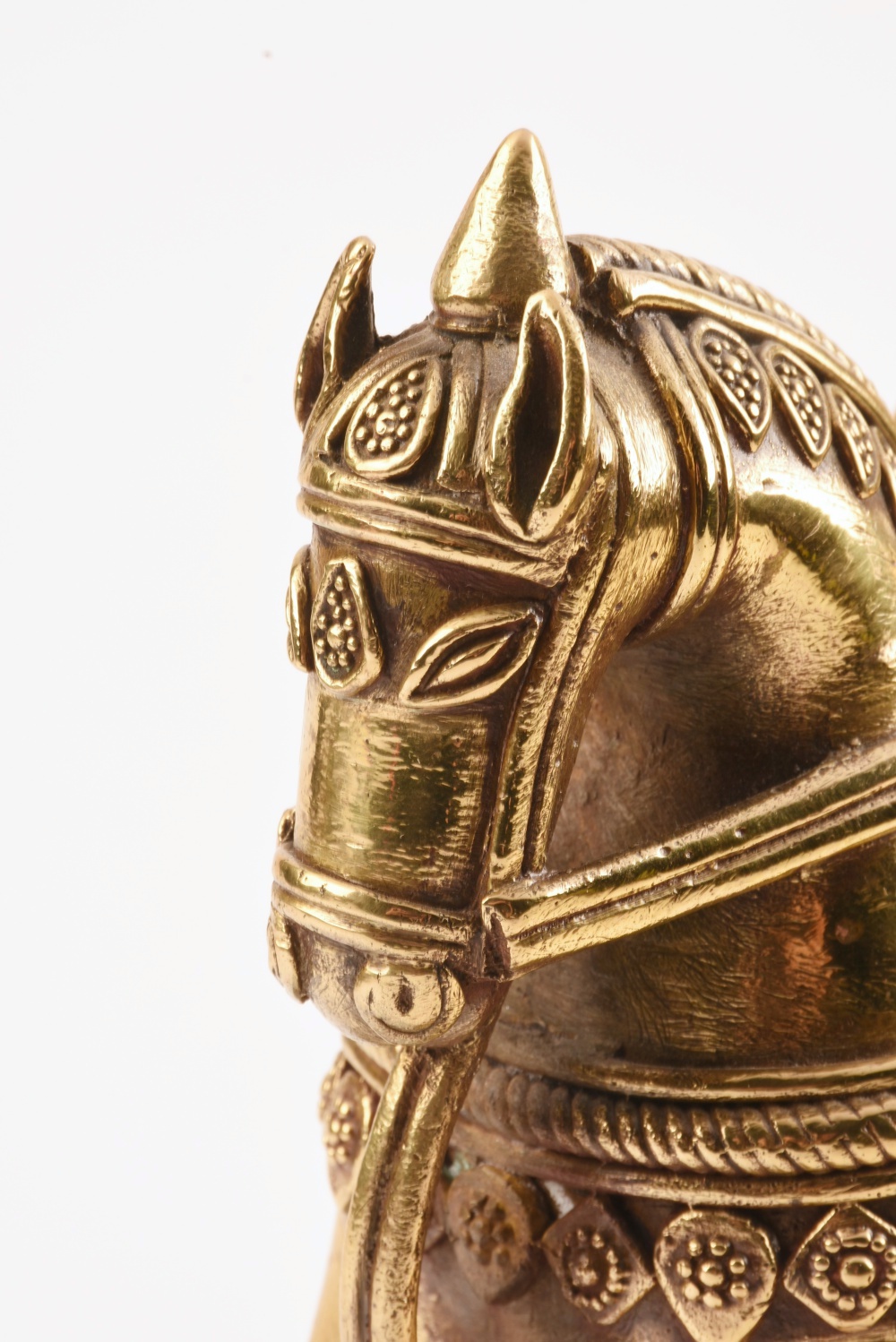 Brass Plated Cast Iron Horse With Rider