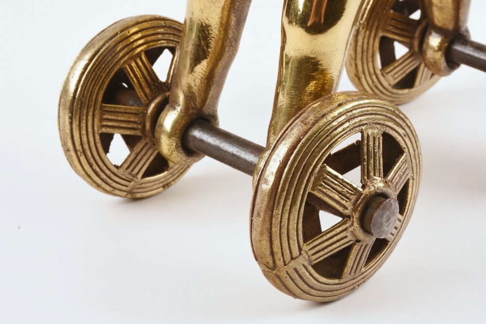 Brass Plated Cast Iron Horse With Rider