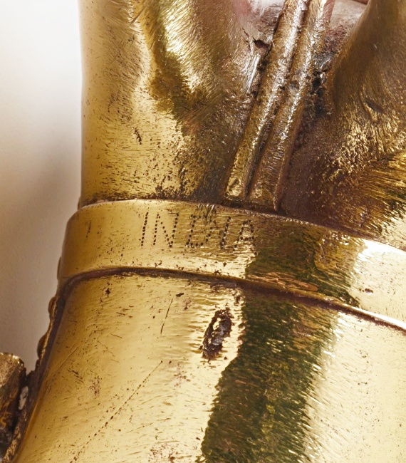 Brass Plated Cast Iron Horse With Rider