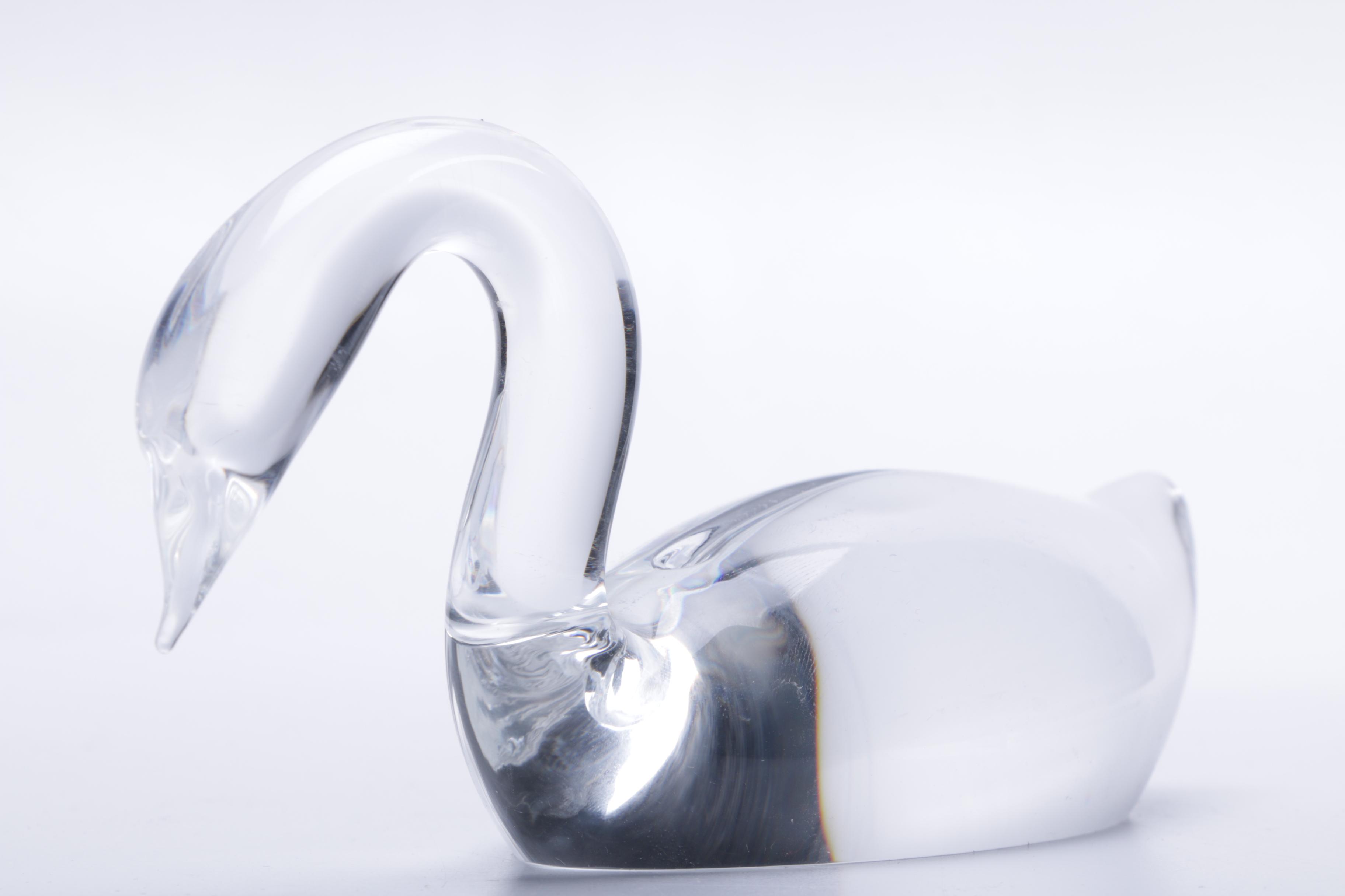 Pair of Steuben Crystal Swans
