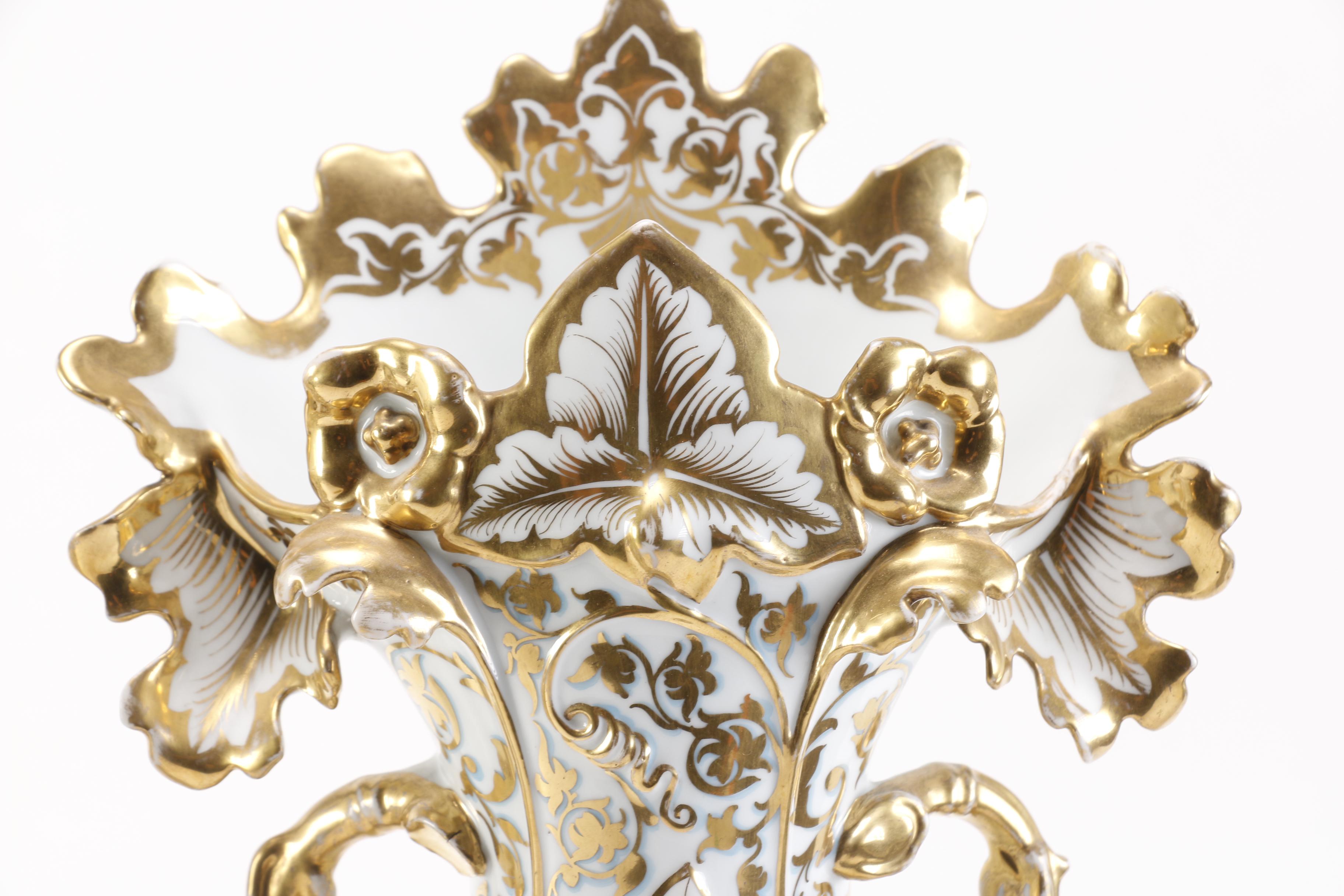 Ornate Porcelain Old Paris Vases and Framed Letter of Provenance