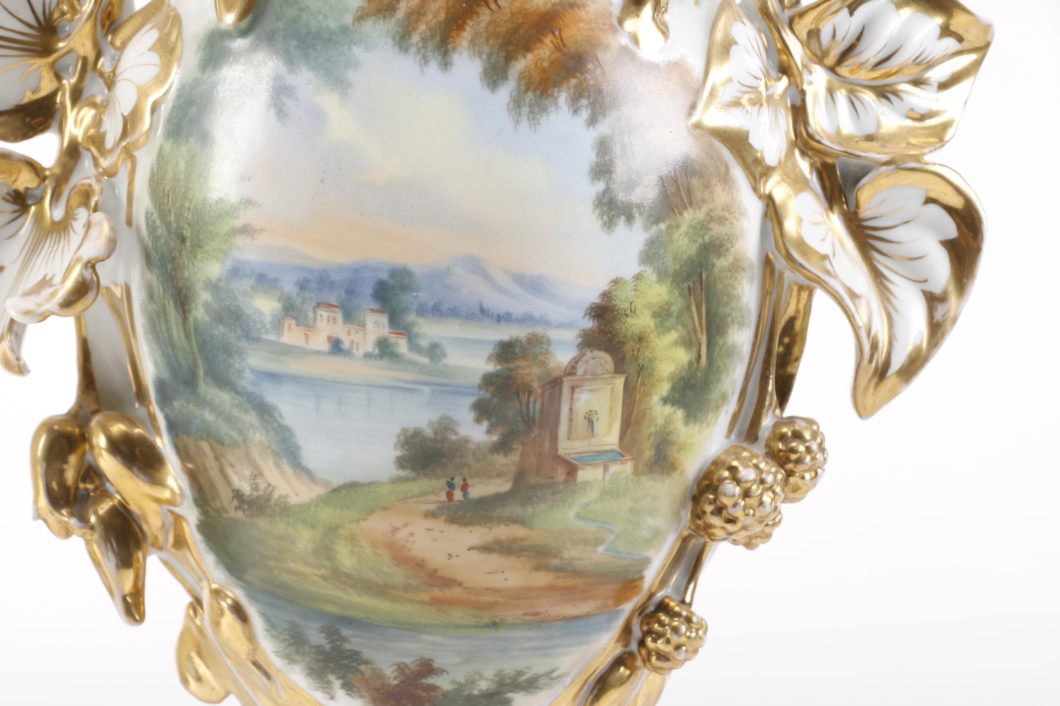 Ornate Porcelain Old Paris Vases and Framed Letter of Provenance