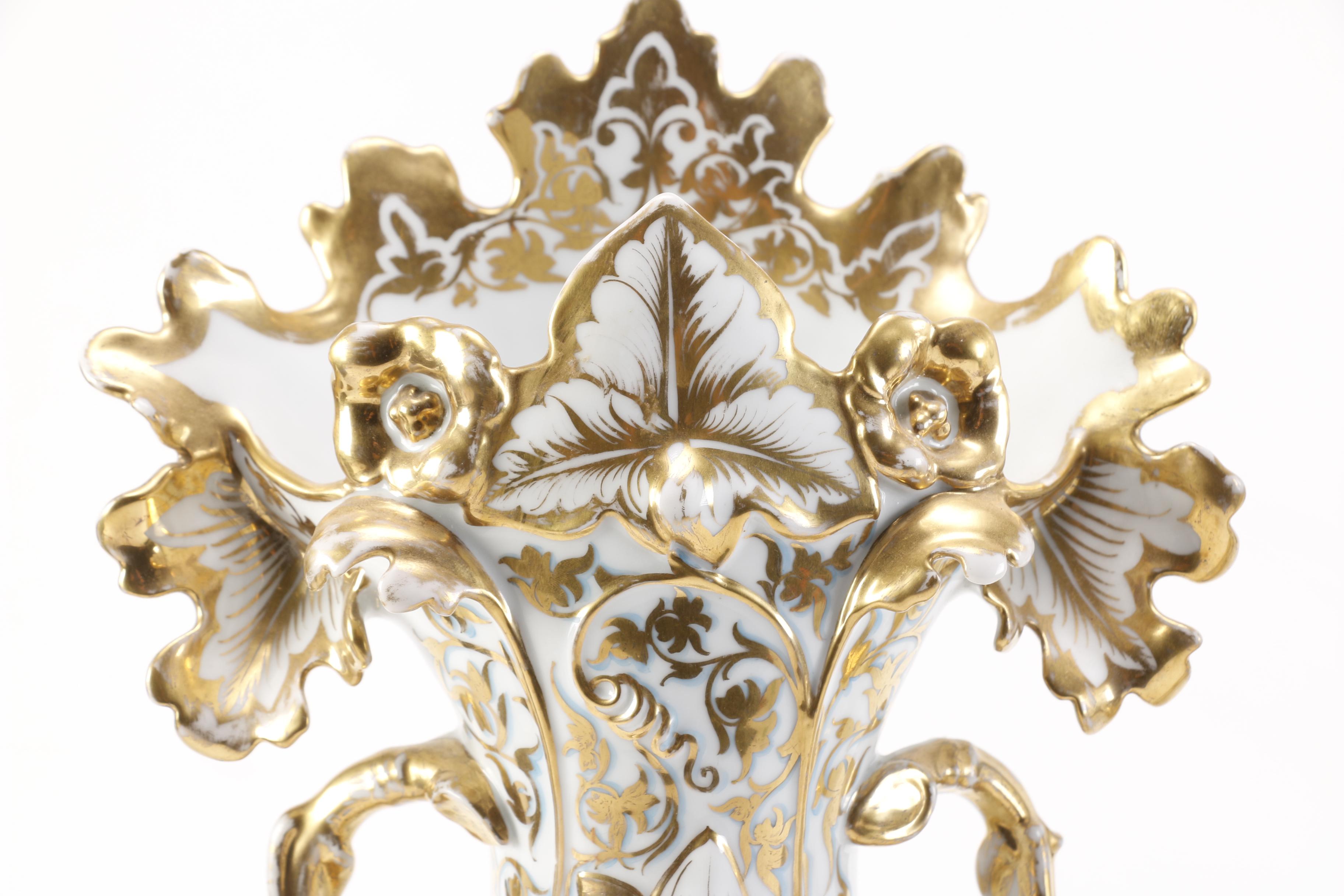 Ornate Porcelain Old Paris Vases and Framed Letter of Provenance