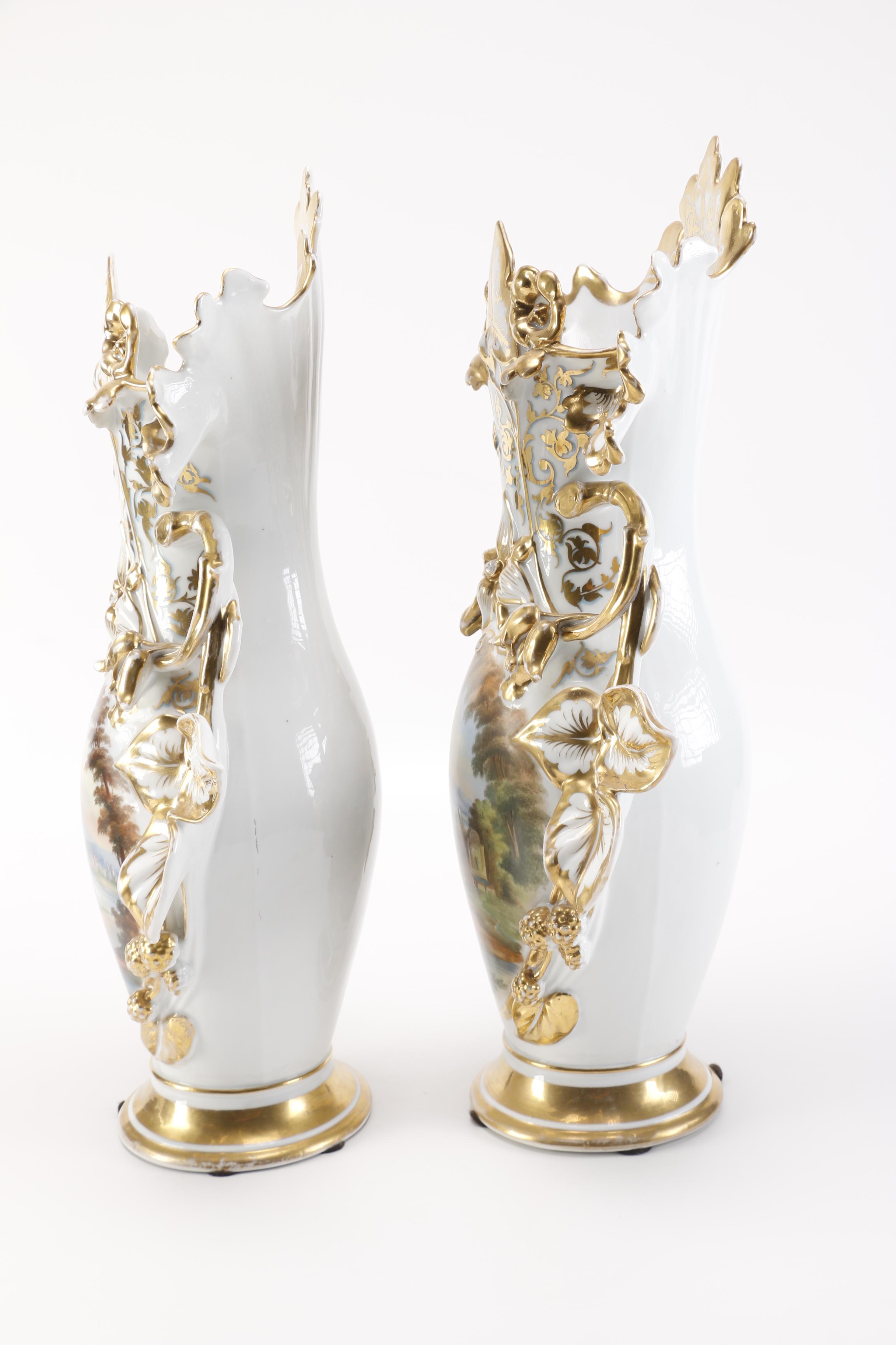 Ornate Porcelain Old Paris Vases and Framed Letter of Provenance