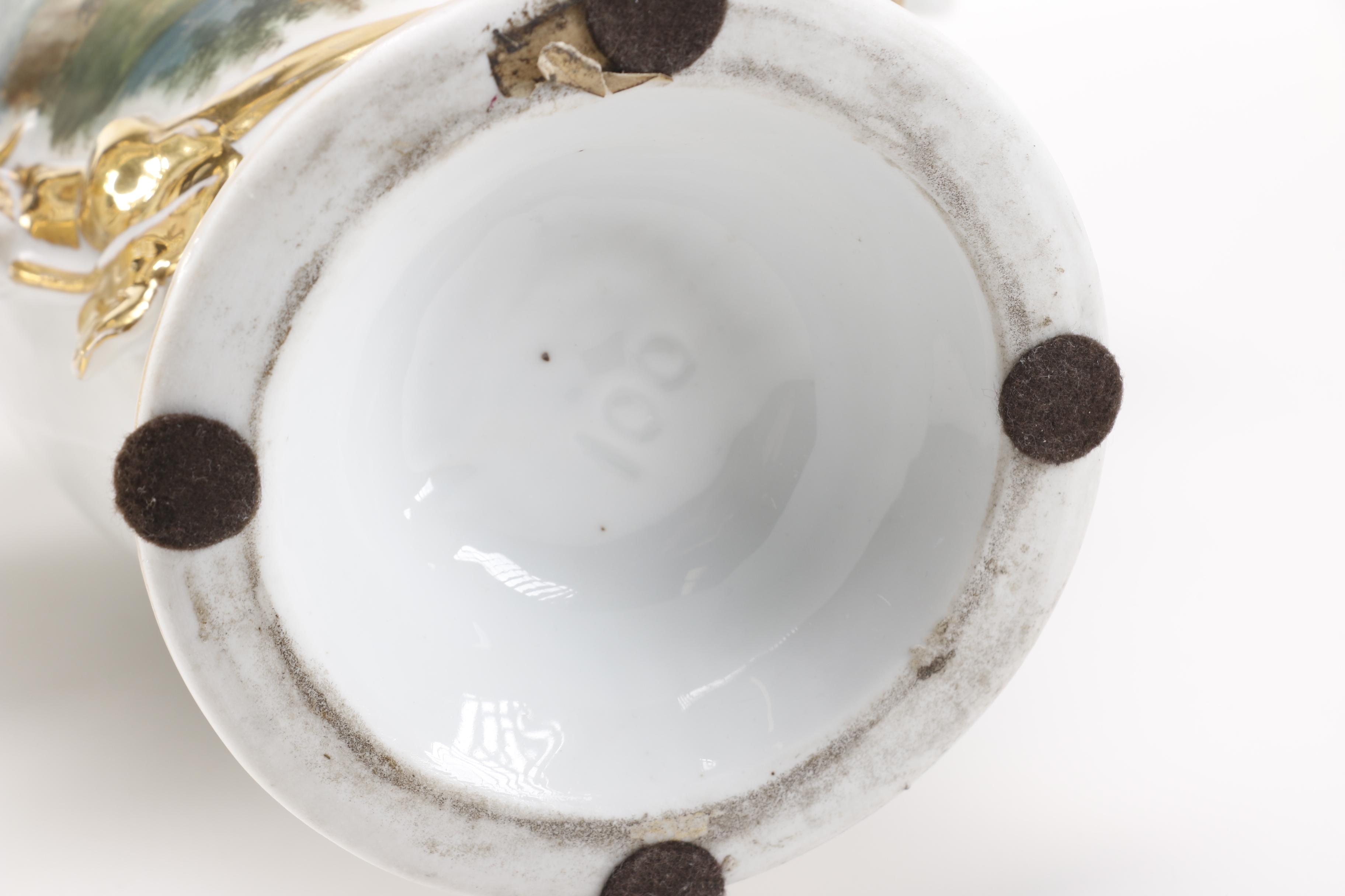 Ornate Porcelain Old Paris Vases and Framed Letter of Provenance