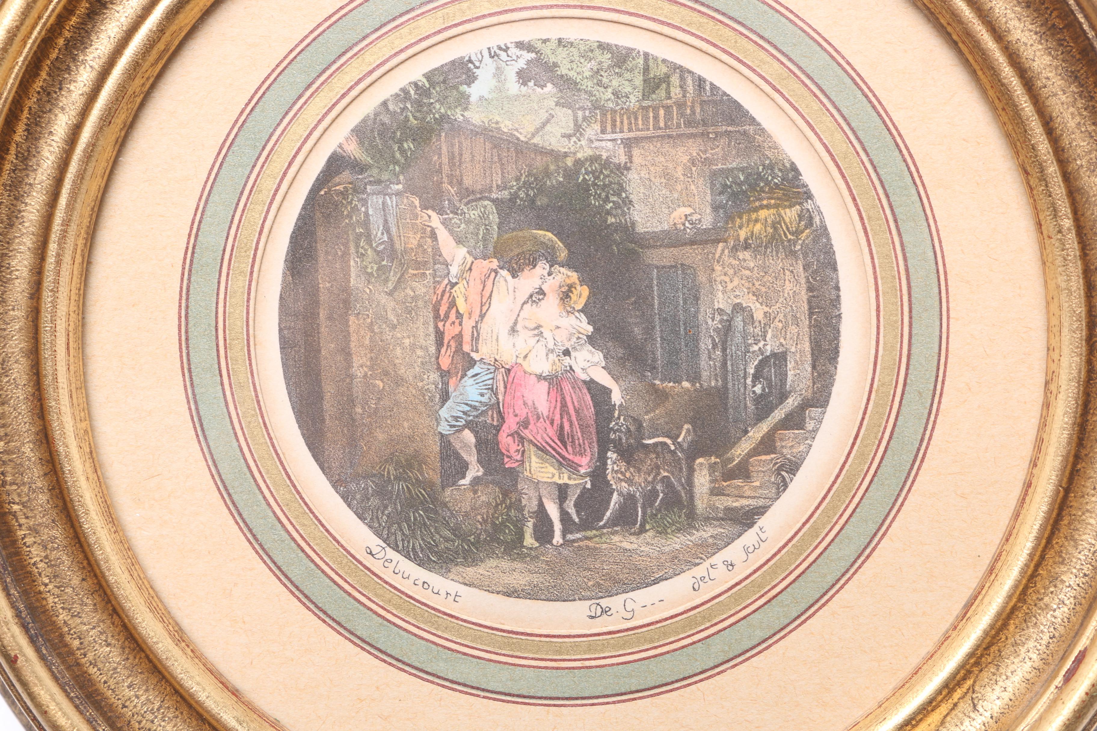 Gold Tone Framed Scenes and Shelf