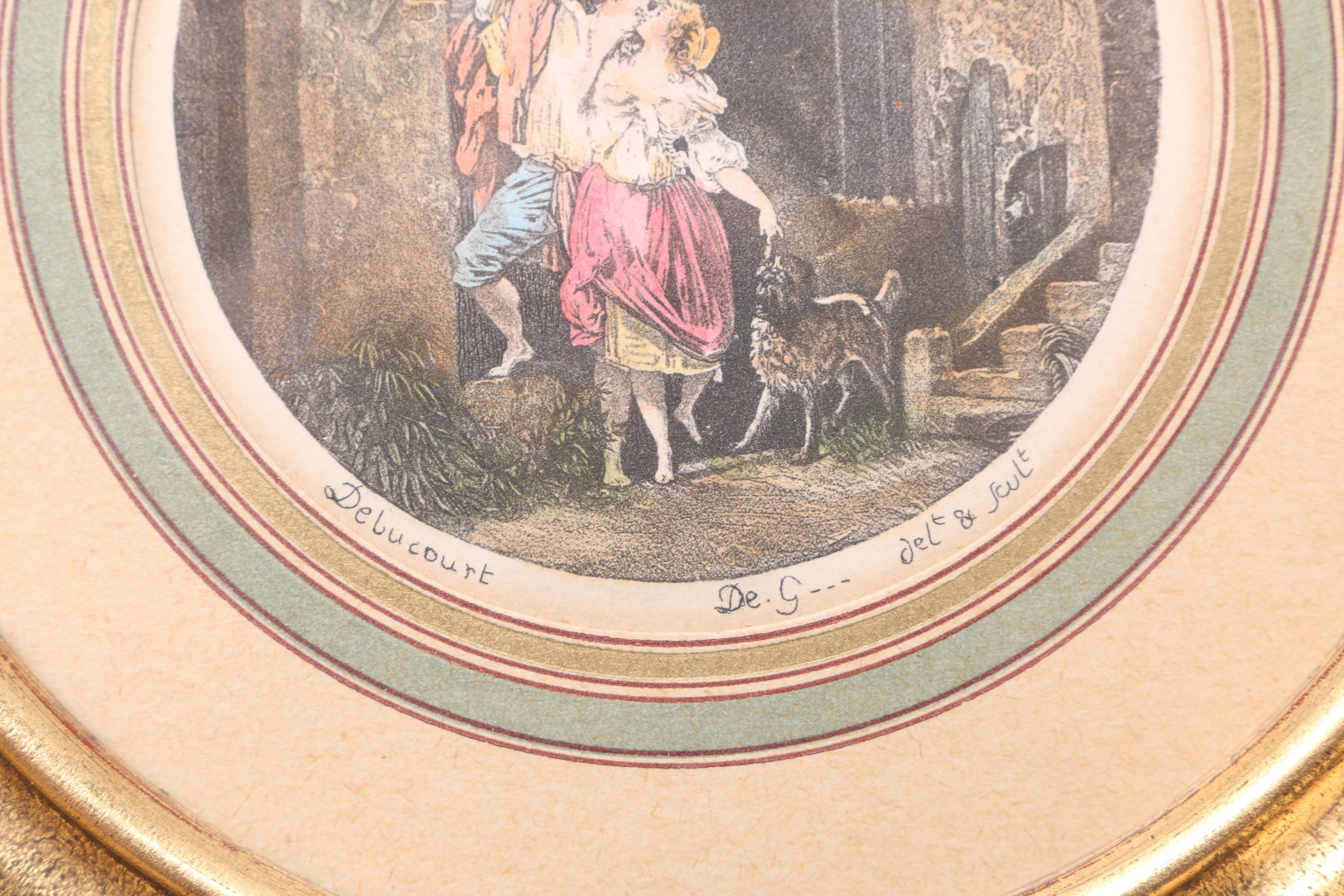 Gold Tone Framed Scenes and Shelf