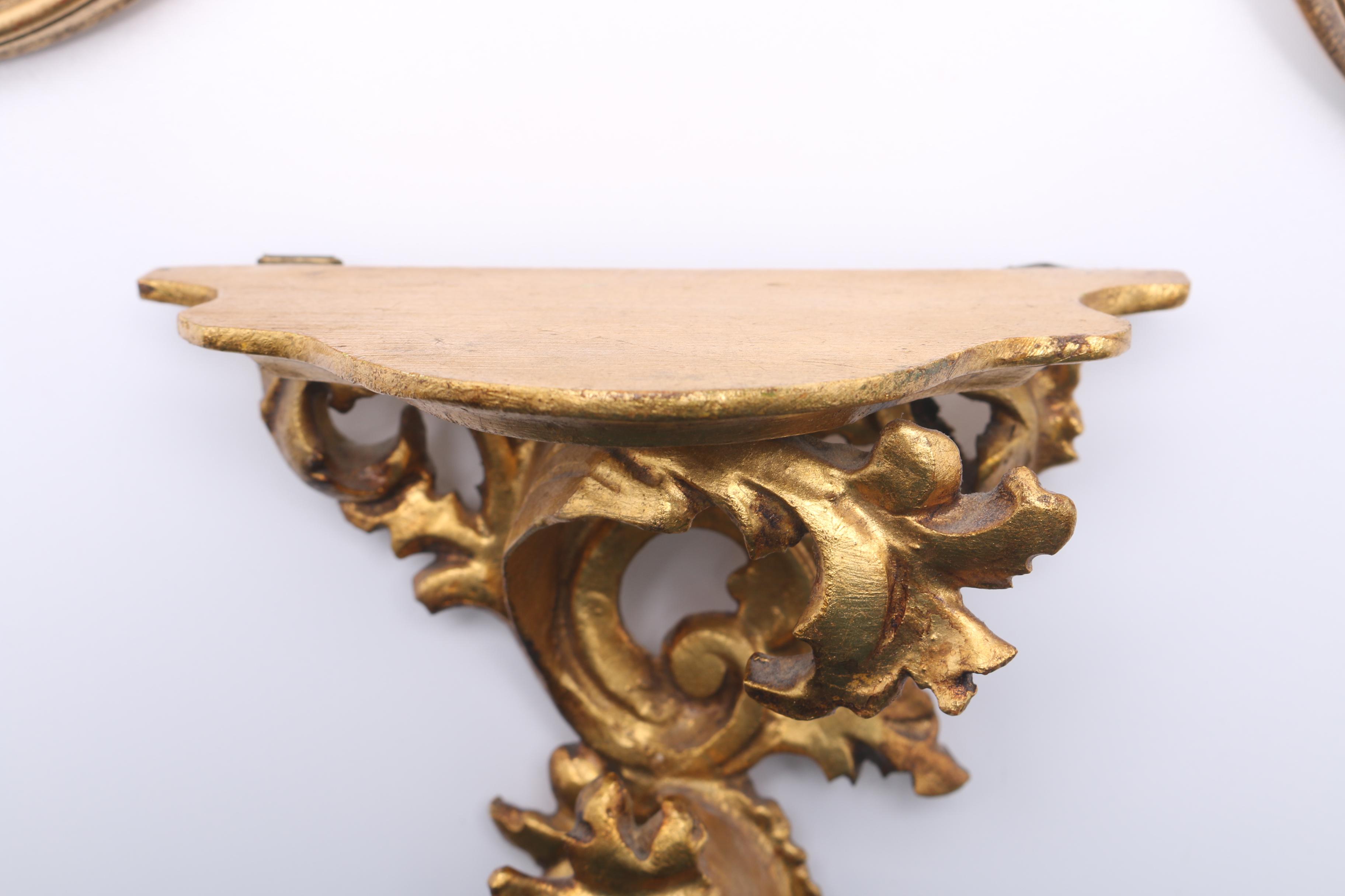 Gold Tone Framed Scenes and Shelf