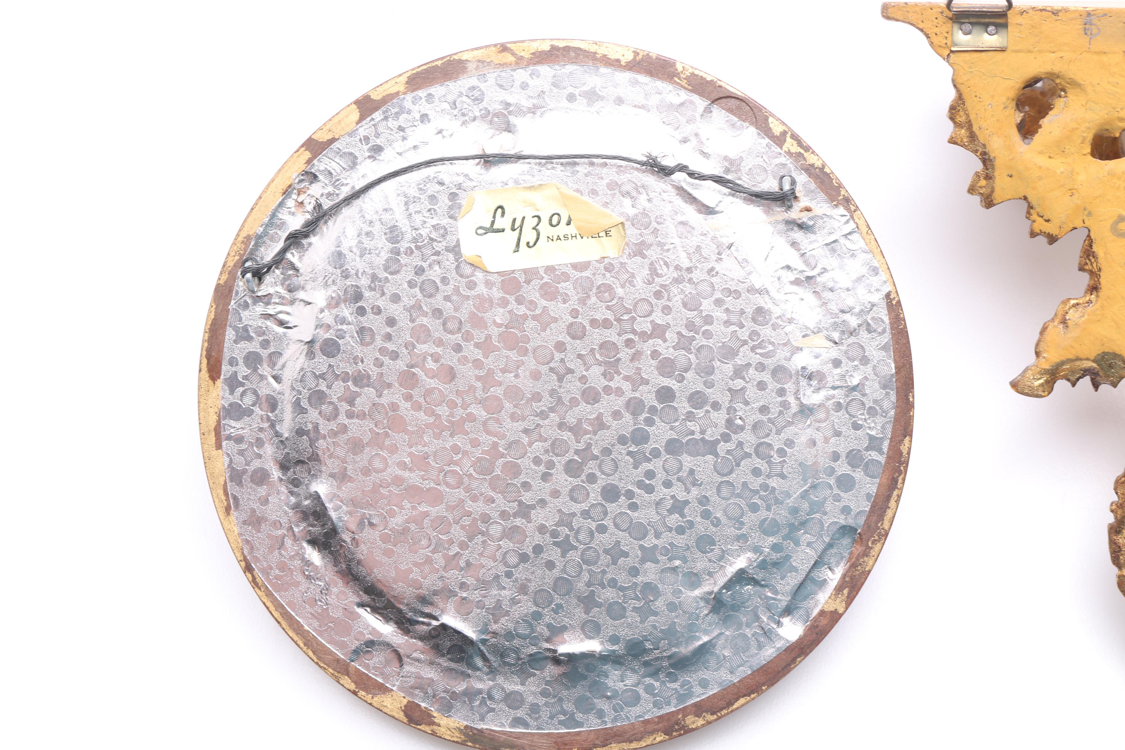 Gold Tone Framed Scenes and Shelf