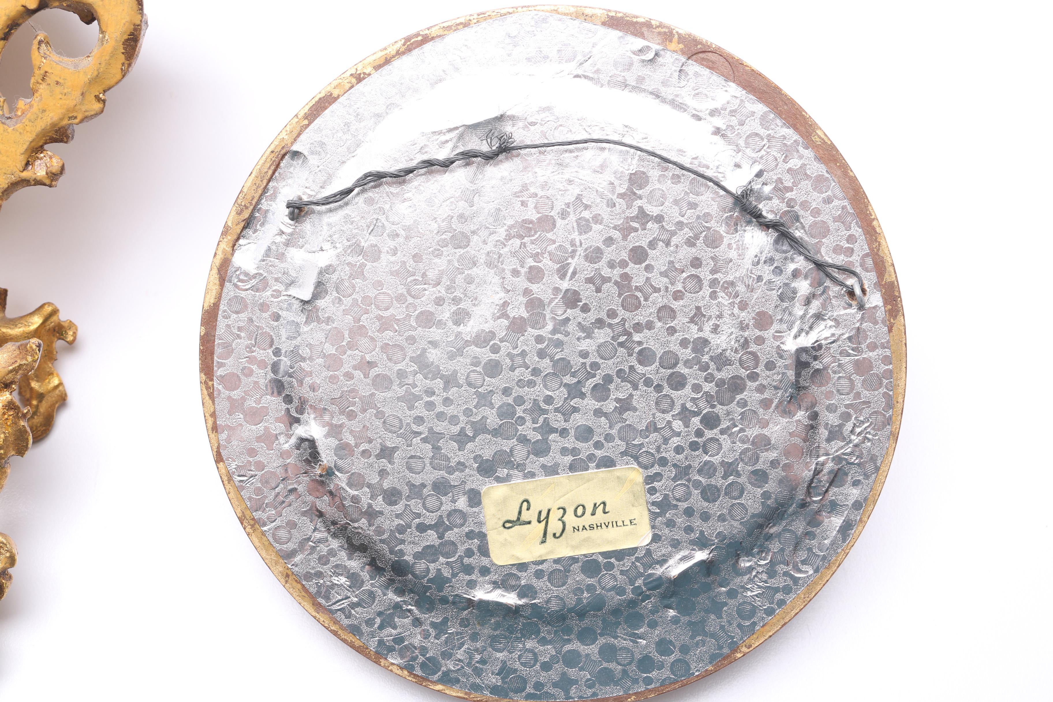 Gold Tone Framed Scenes and Shelf