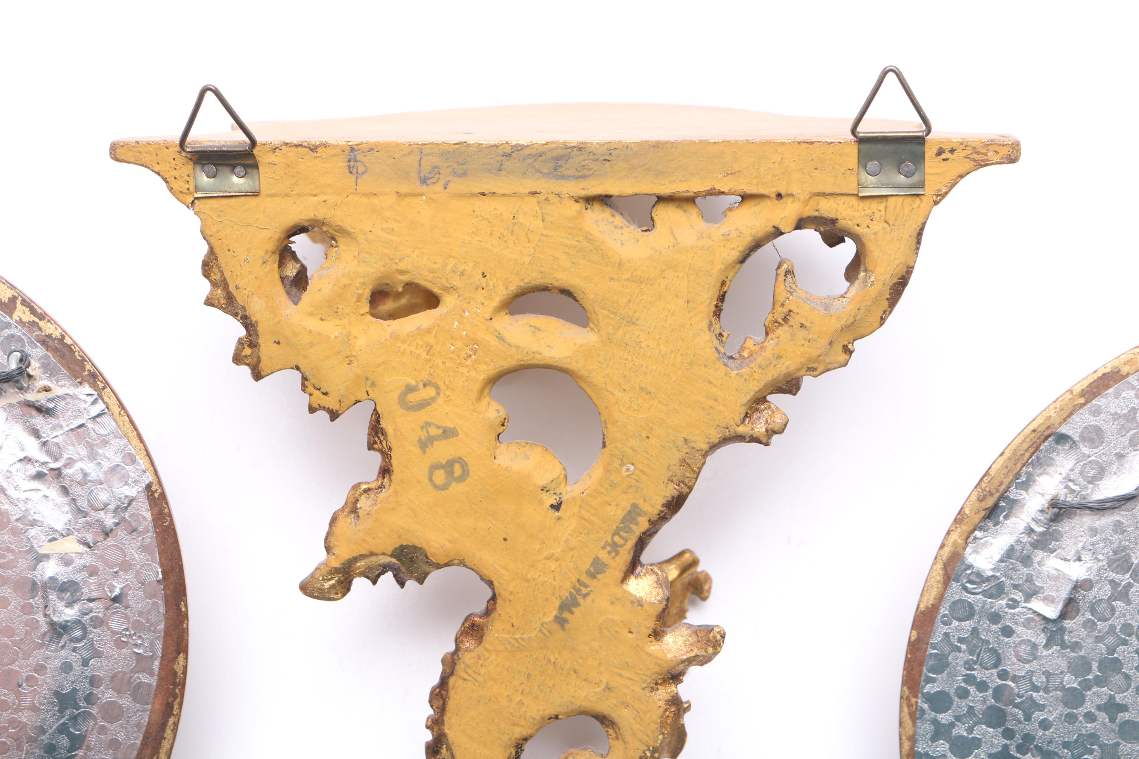 Gold Tone Framed Scenes and Shelf