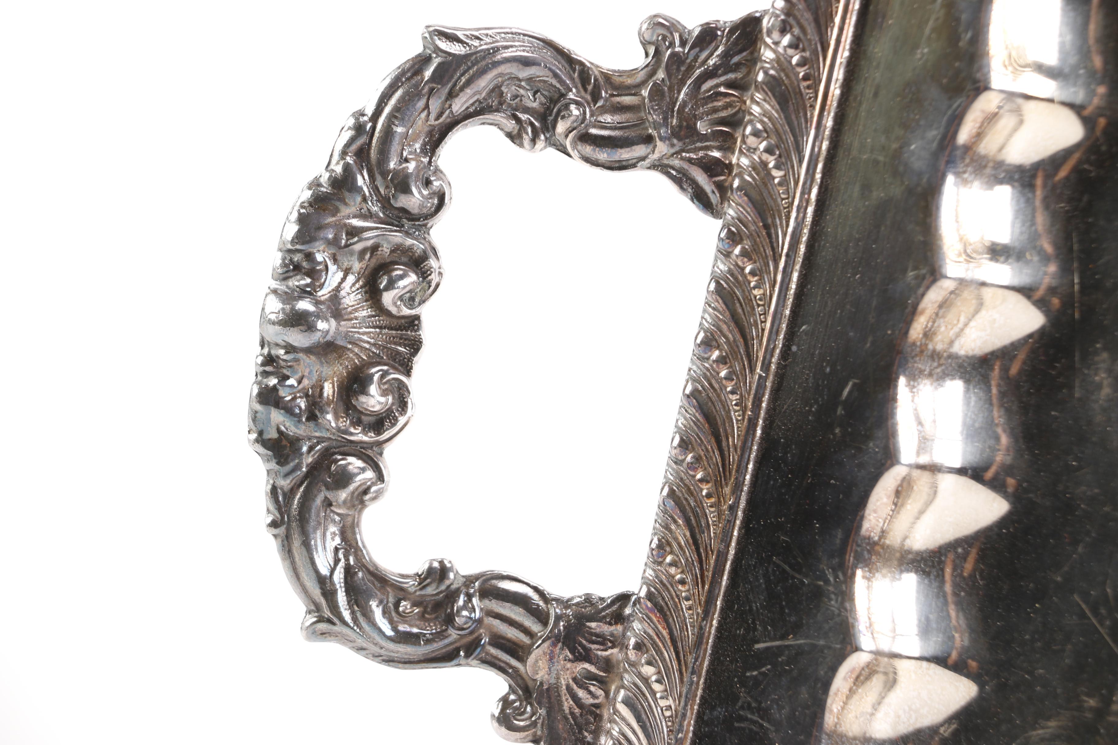 Silver Plate Foliate Footed Waiter Trays Featuring the National Silver Co.