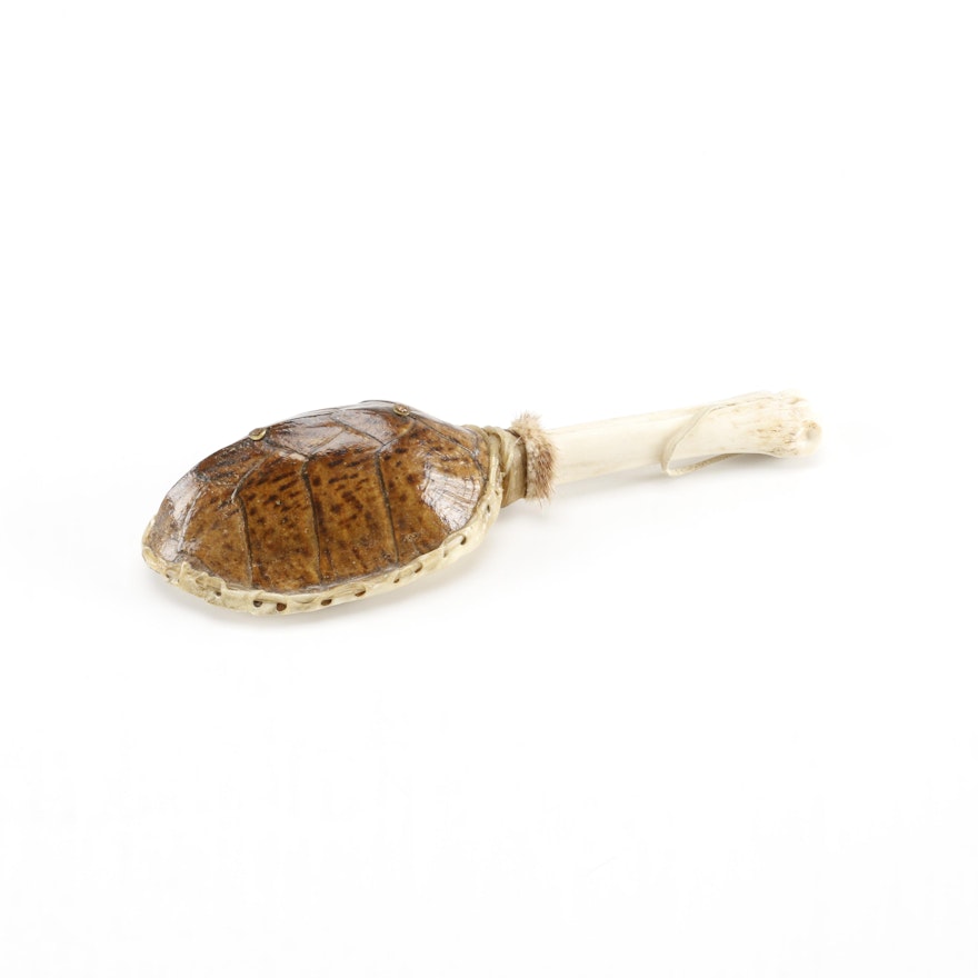 Native American Style Turtle Shell and Bone Rattle