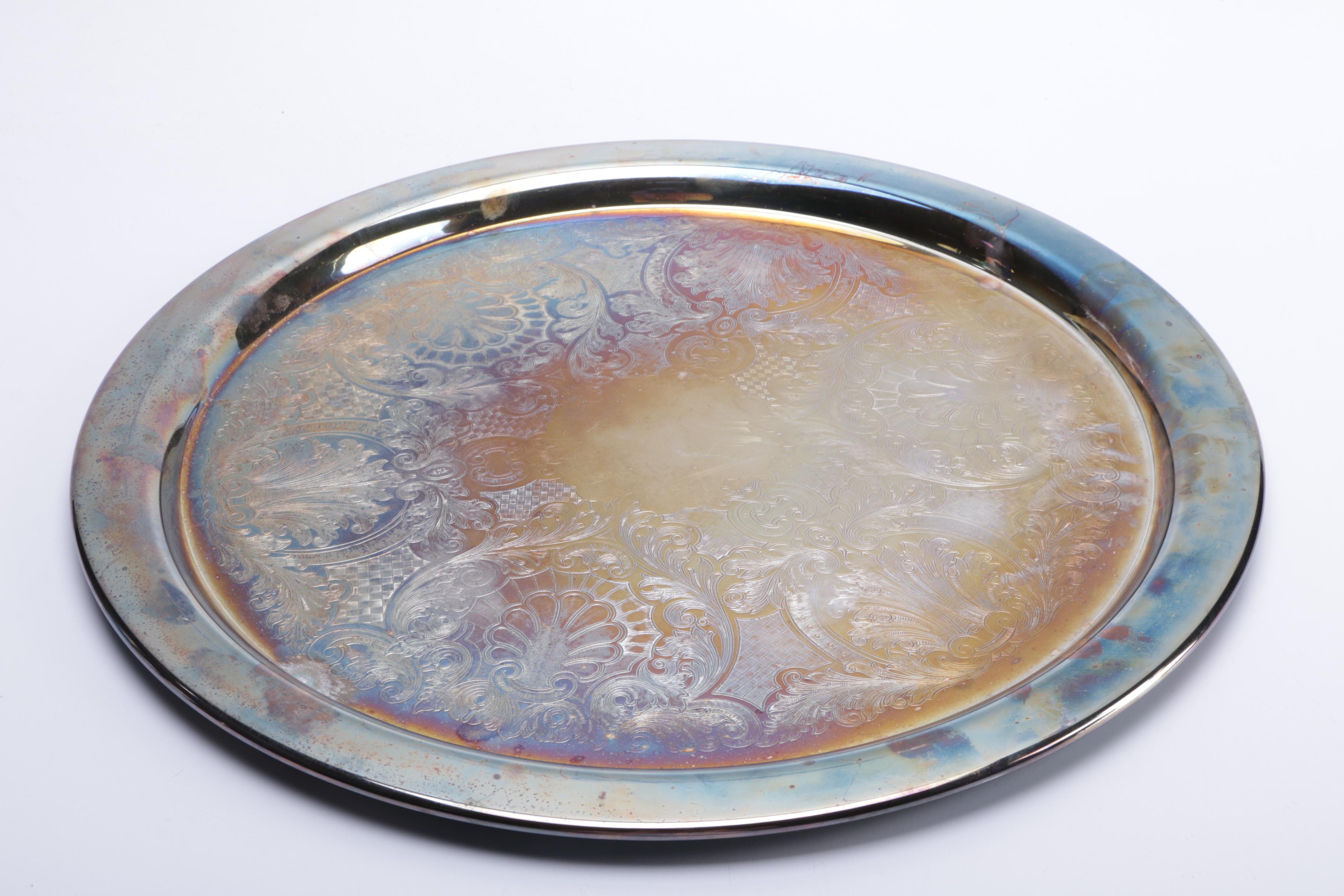 Oneida Round Platter and Other Silver Plate Servingware