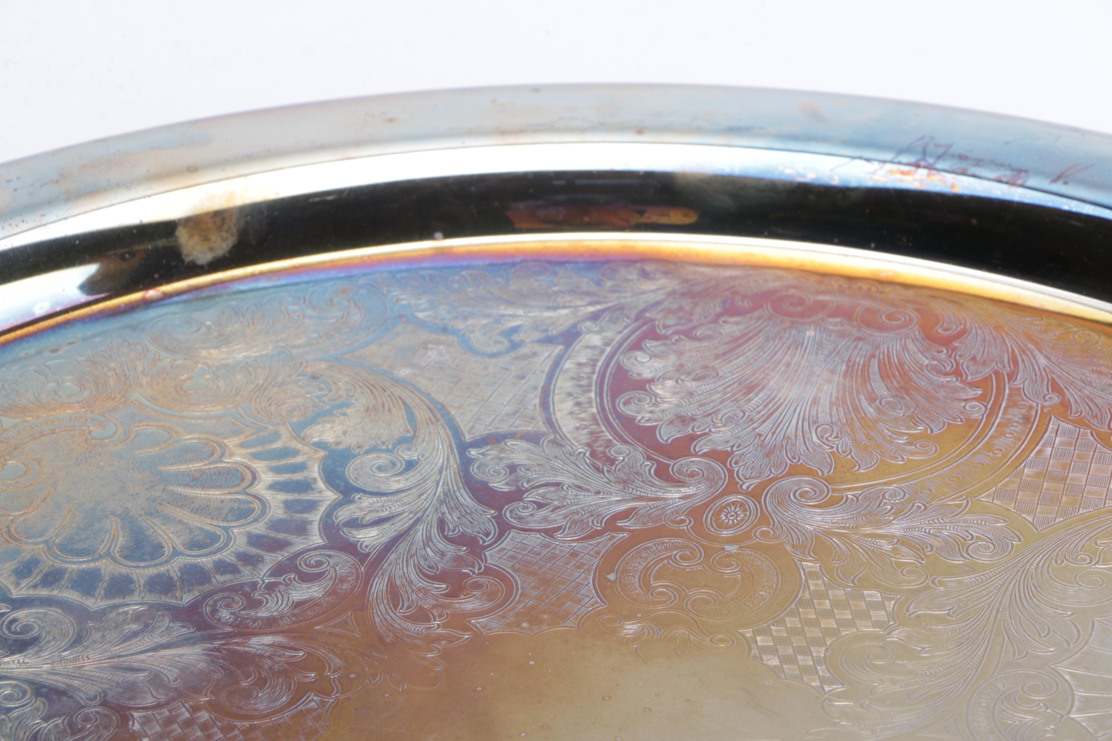 Oneida Round Platter and Other Silver Plate Servingware