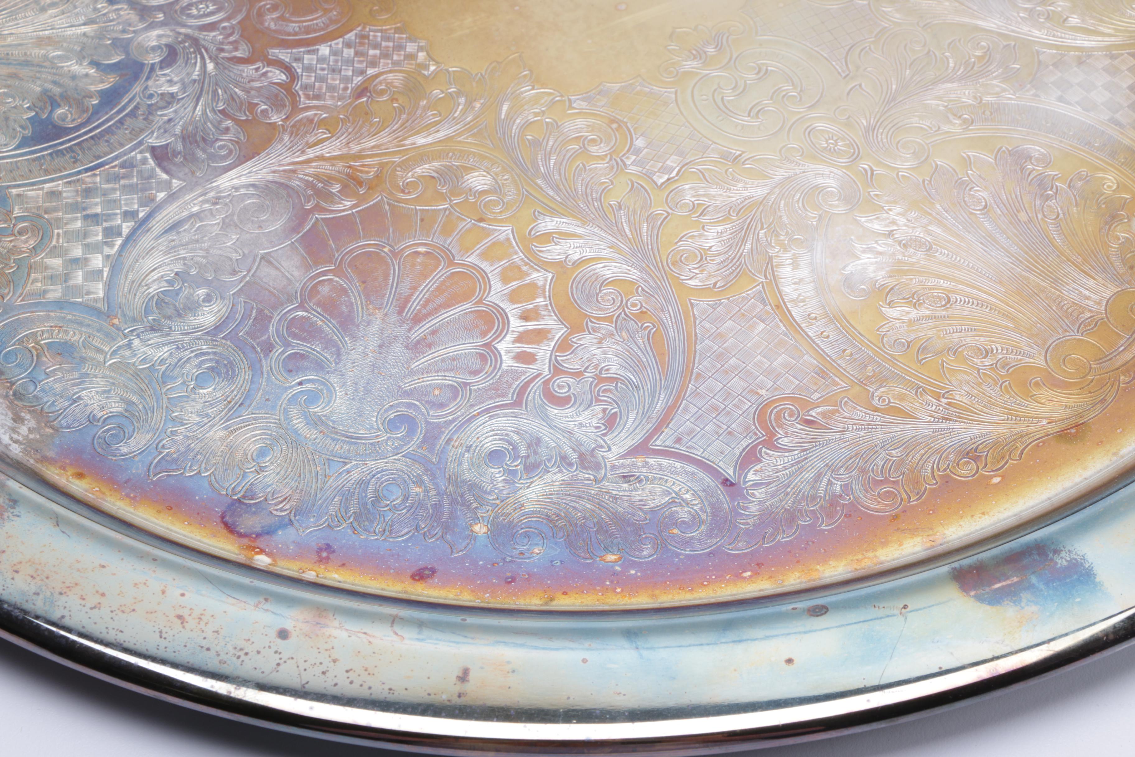 Oneida Round Platter and Other Silver Plate Servingware