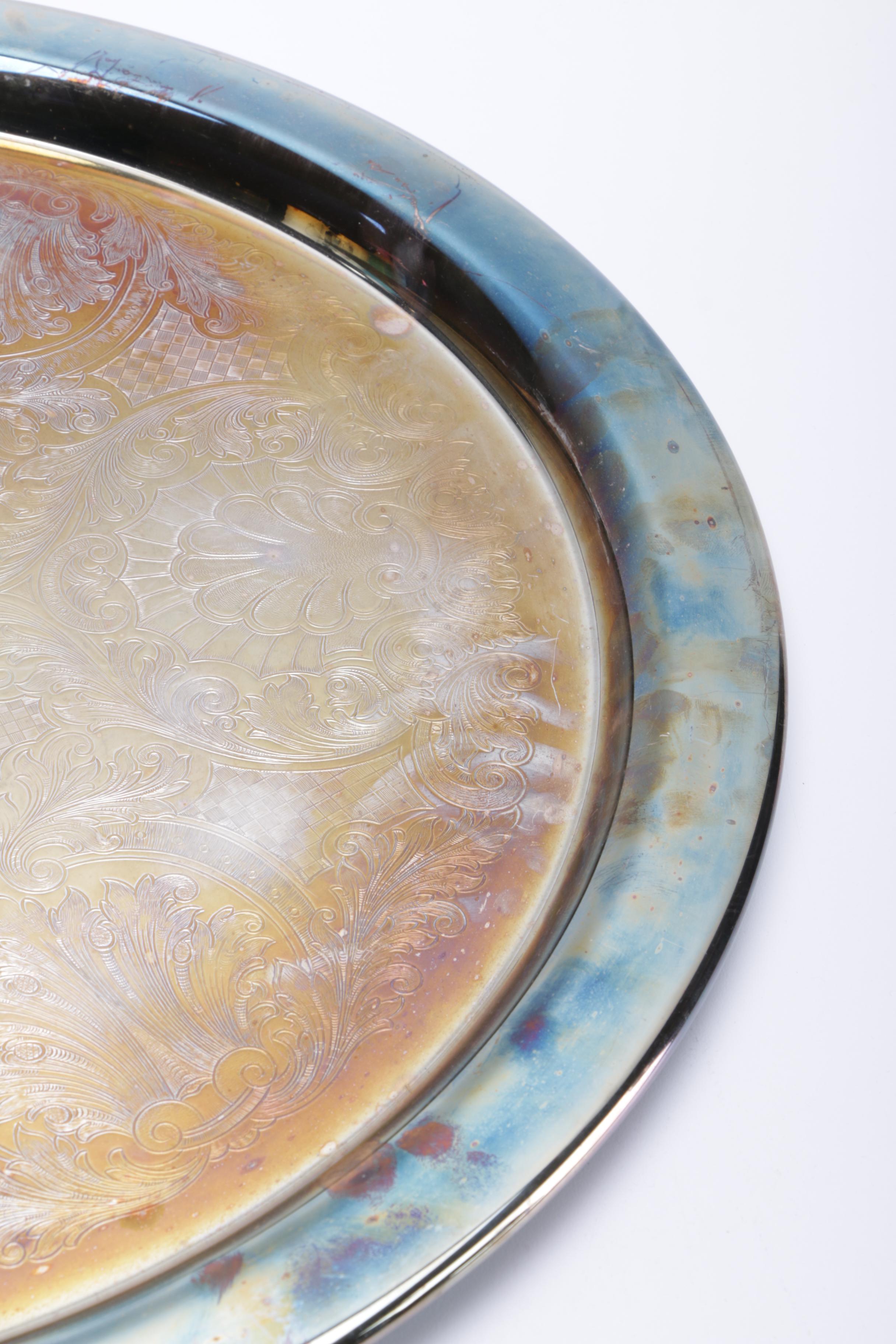 Oneida Round Platter and Other Silver Plate Servingware