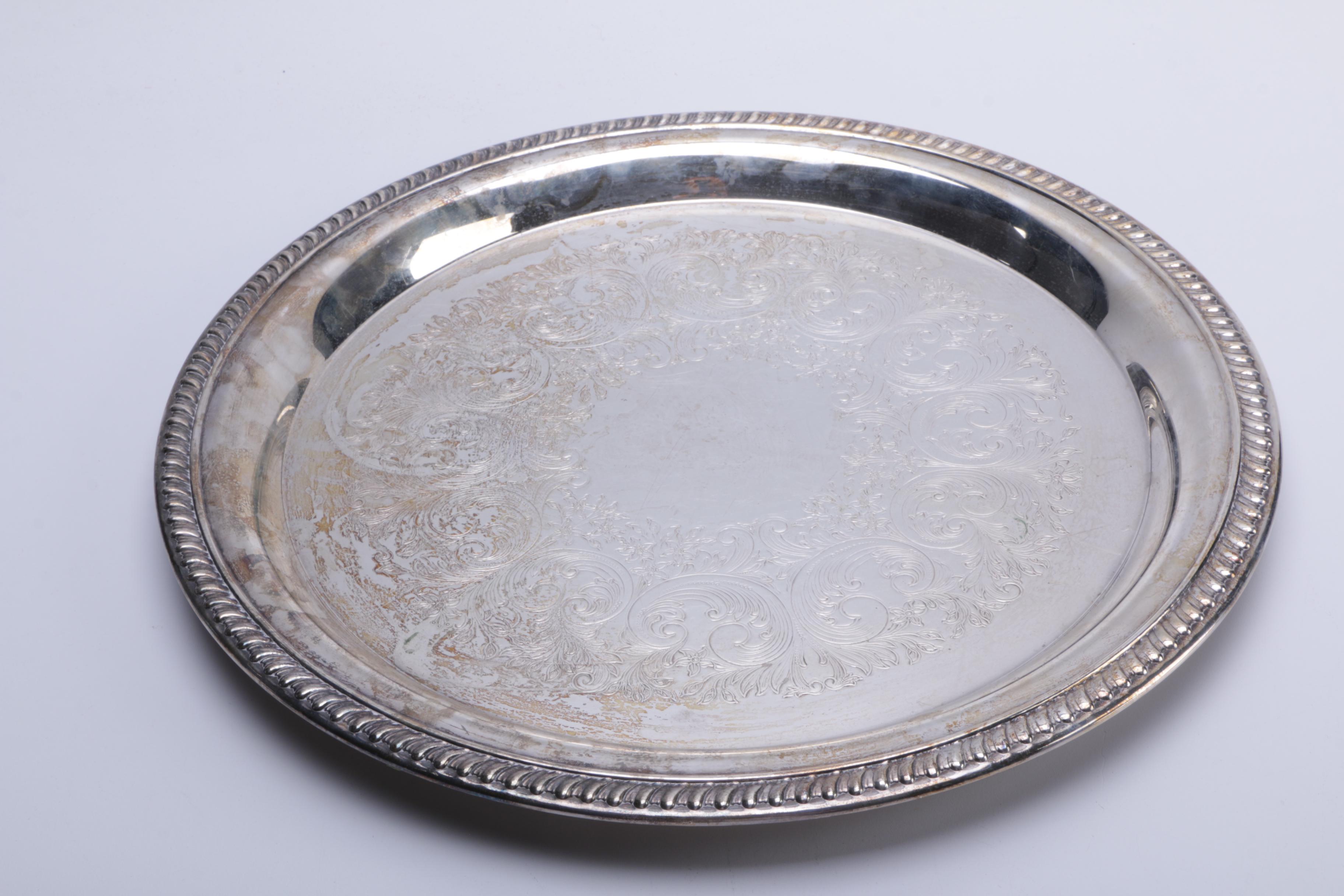 Oneida Round Platter and Other Silver Plate Servingware