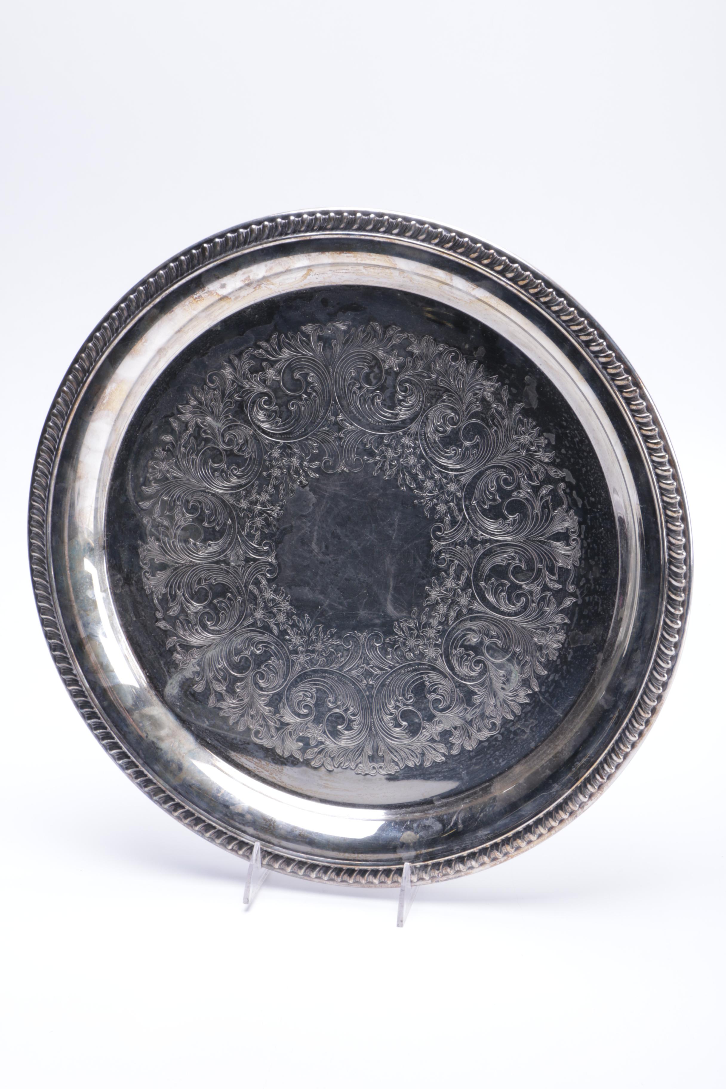 Oneida Round Platter and Other Silver Plate Servingware