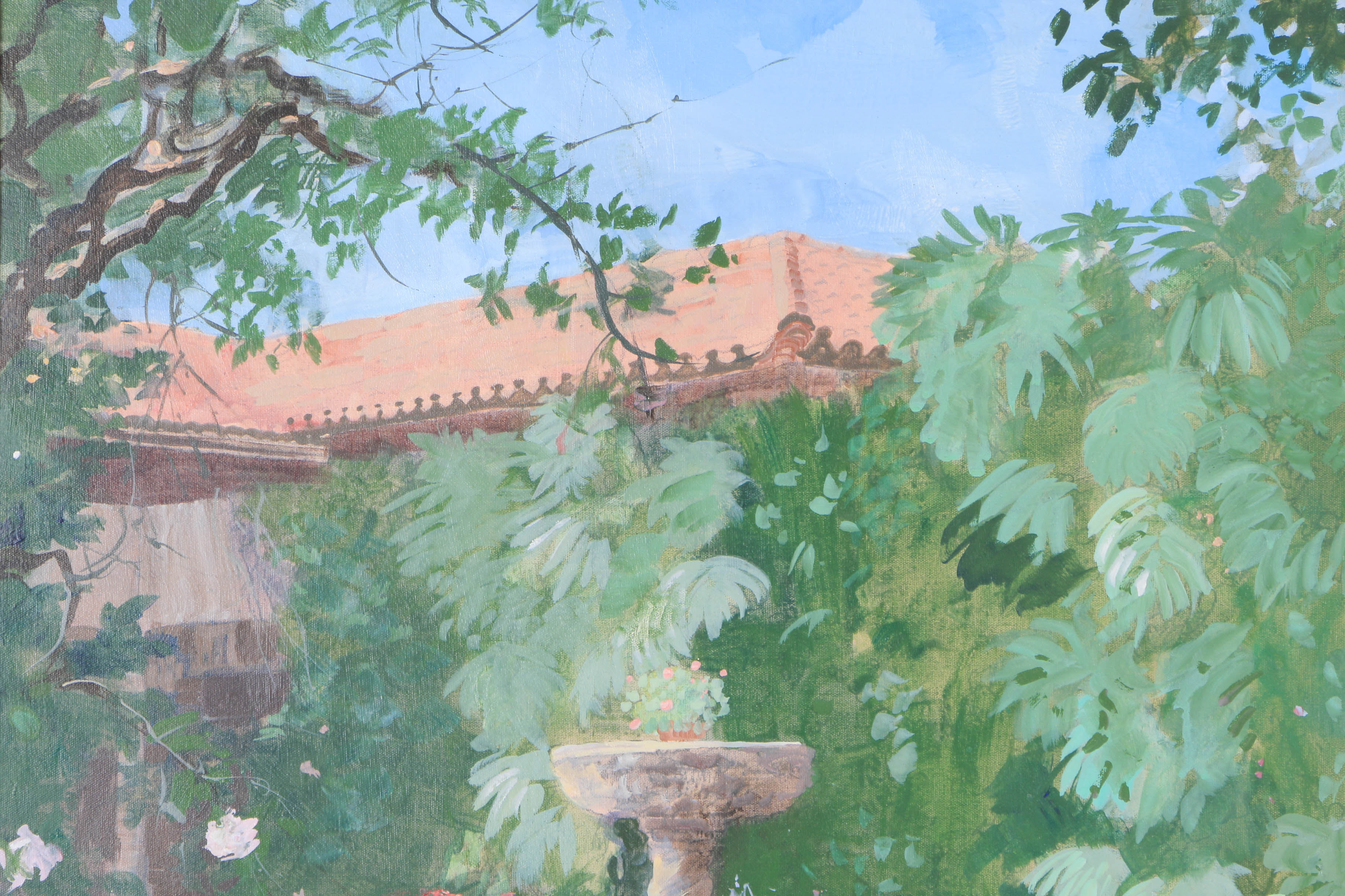 William Benecke Oil Painting on Canvas "Tea In The Garden"