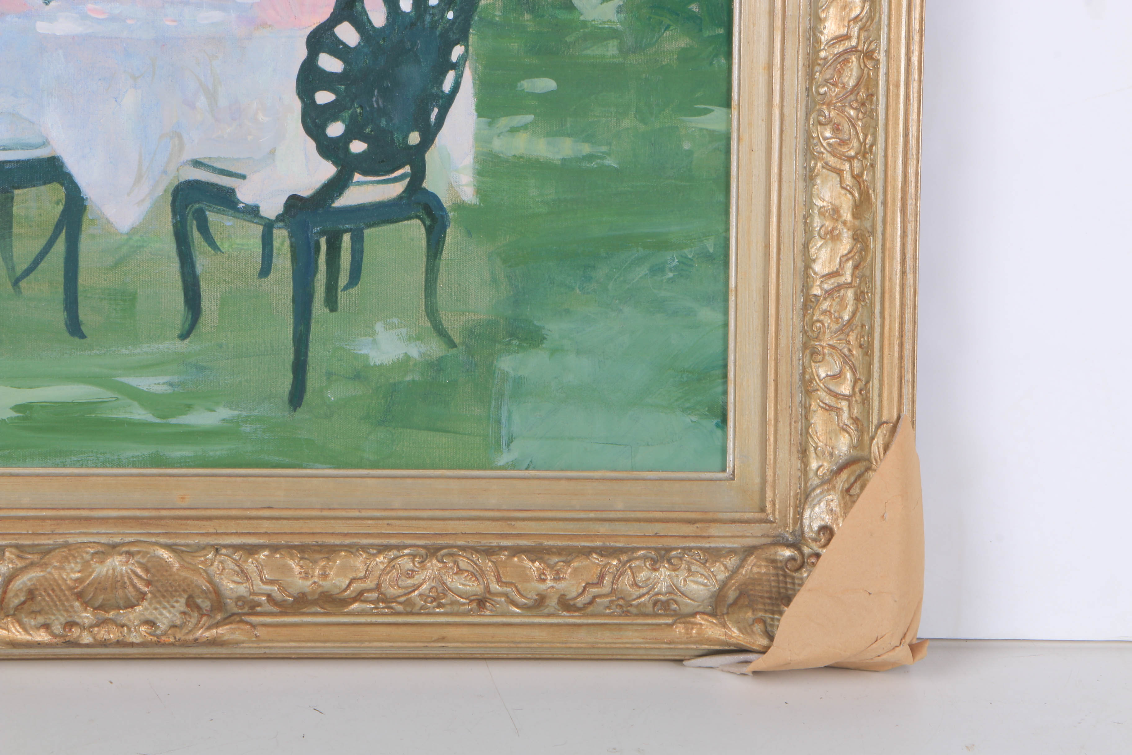 William Benecke Oil Painting on Canvas "Tea In The Garden"