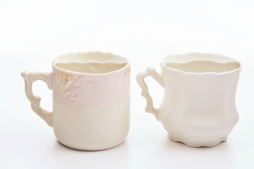 Three Victorian Porcelain Shaving Mugs