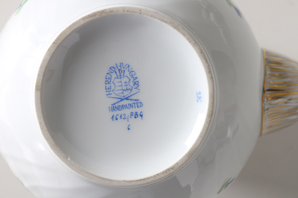 Herend from Hungary Complete Demitasse Set for Twelve in the "Blue Garland" Pattern