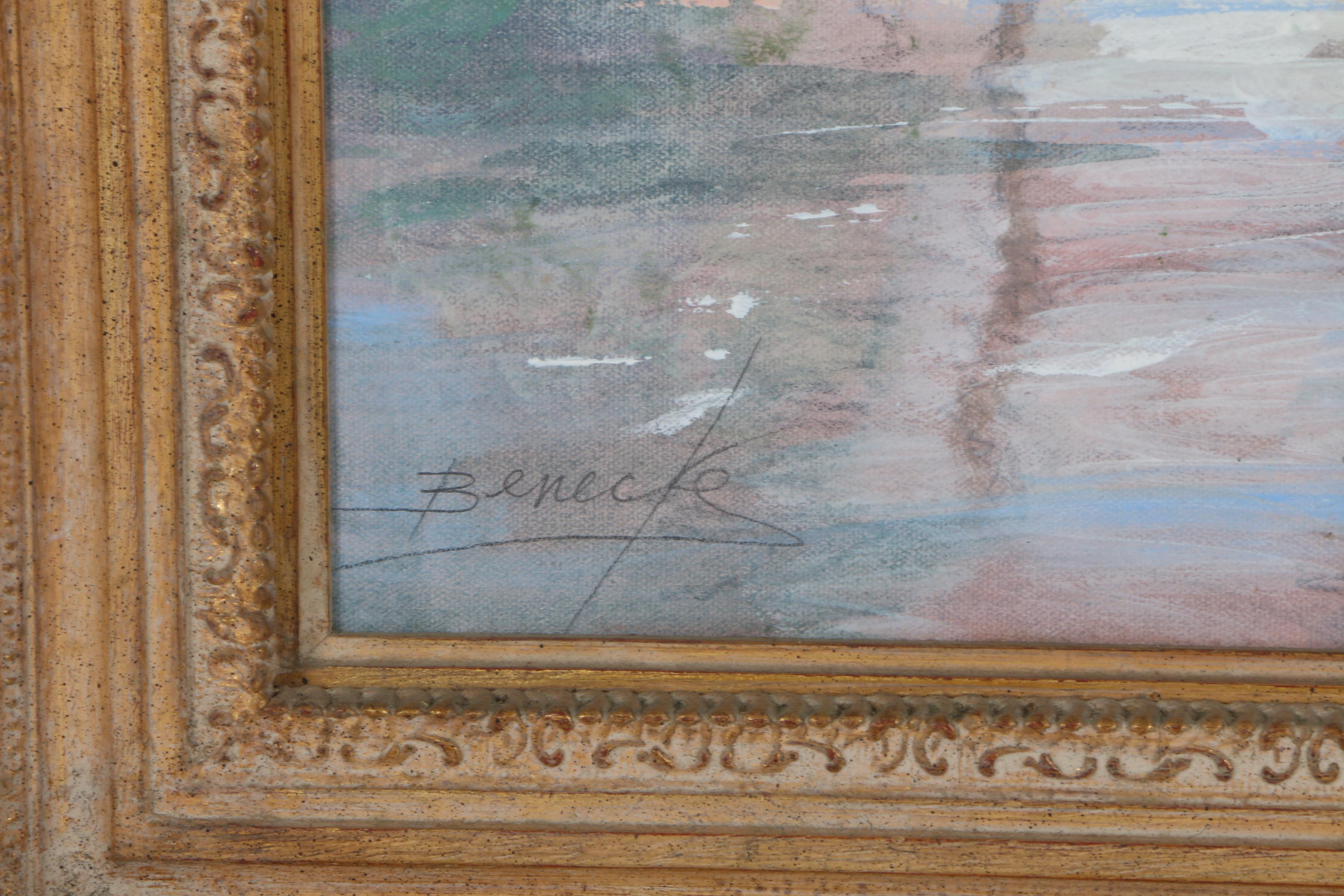 William Benecke Oil Painting on Canvas "The Border Gardens"