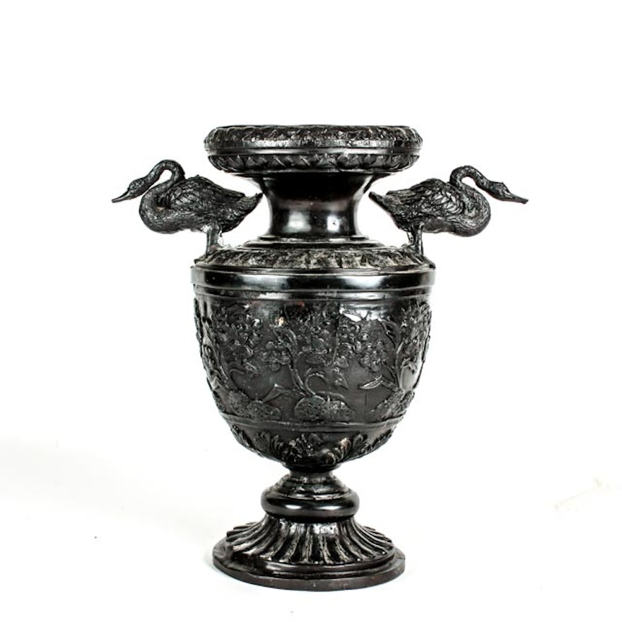Neo-Classical Style Metal Vessel With Swans