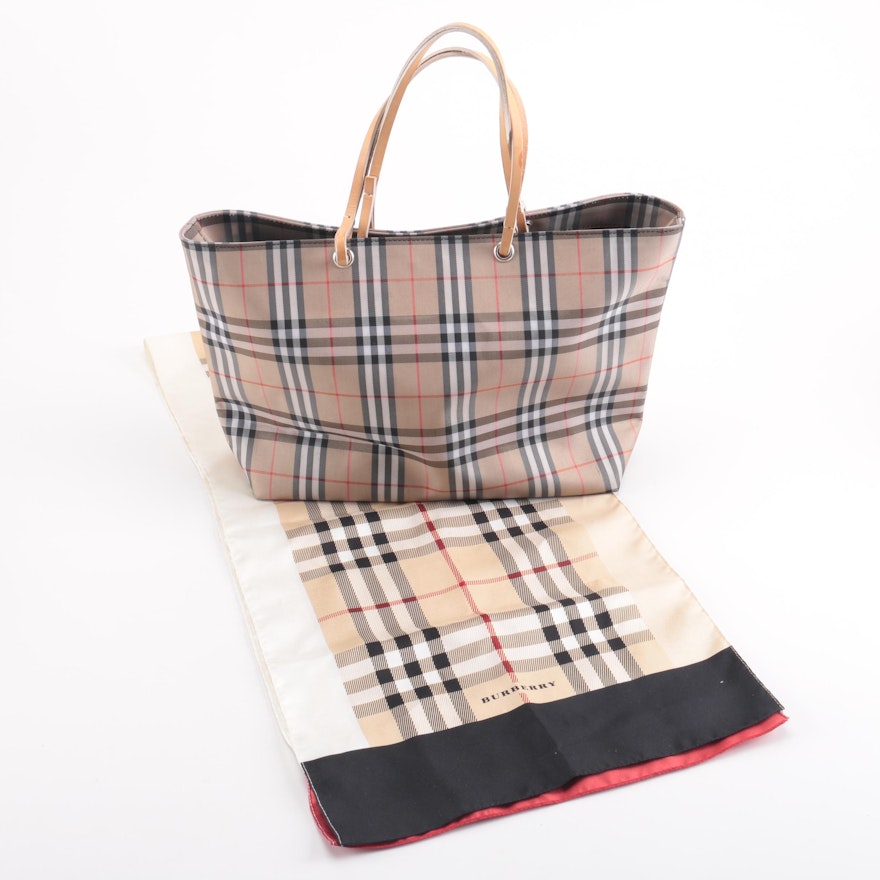 Burberry Tote Handbag With Handkerchief