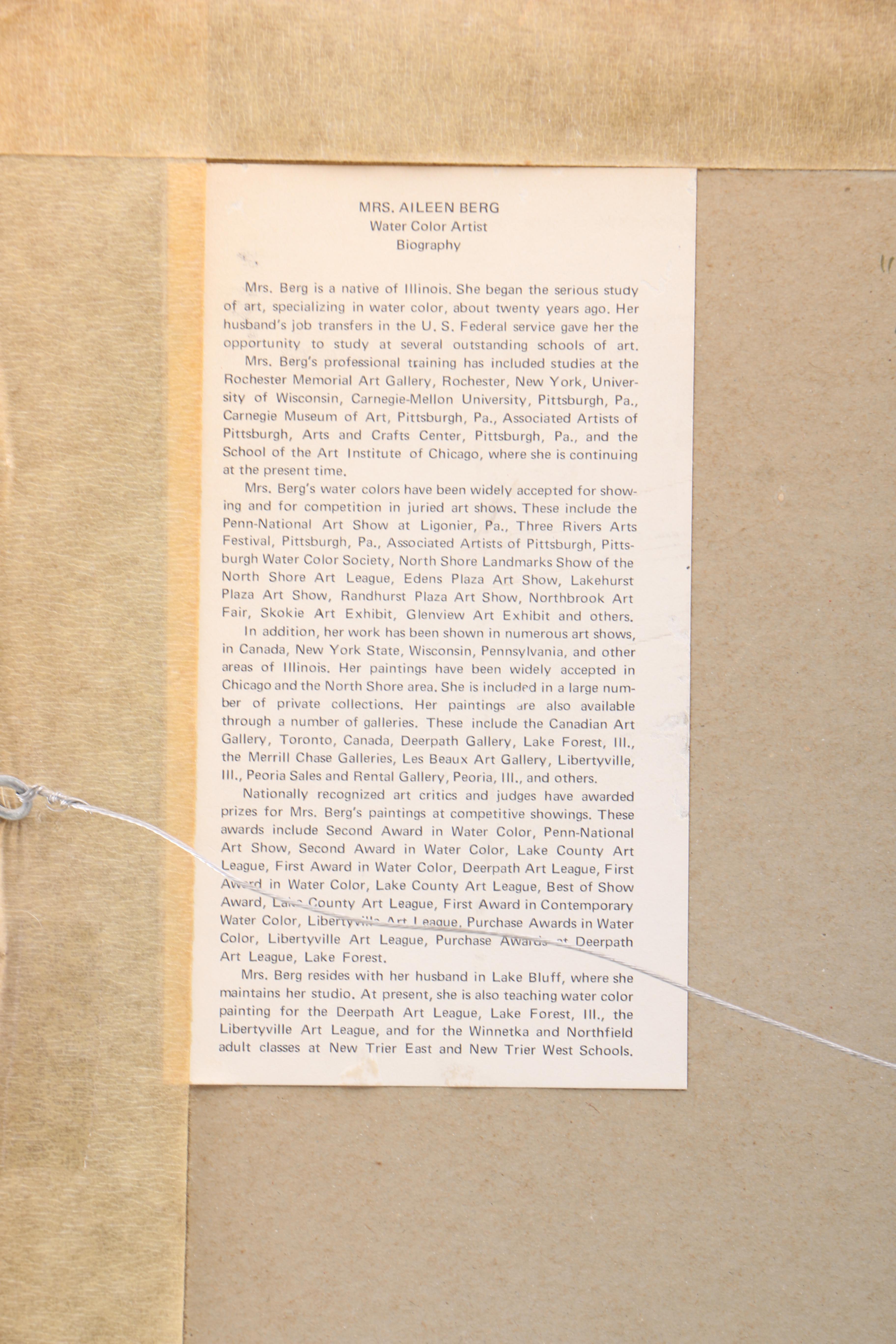 Aileen Berg Watercolor Paintings on Paper of Farmscapes