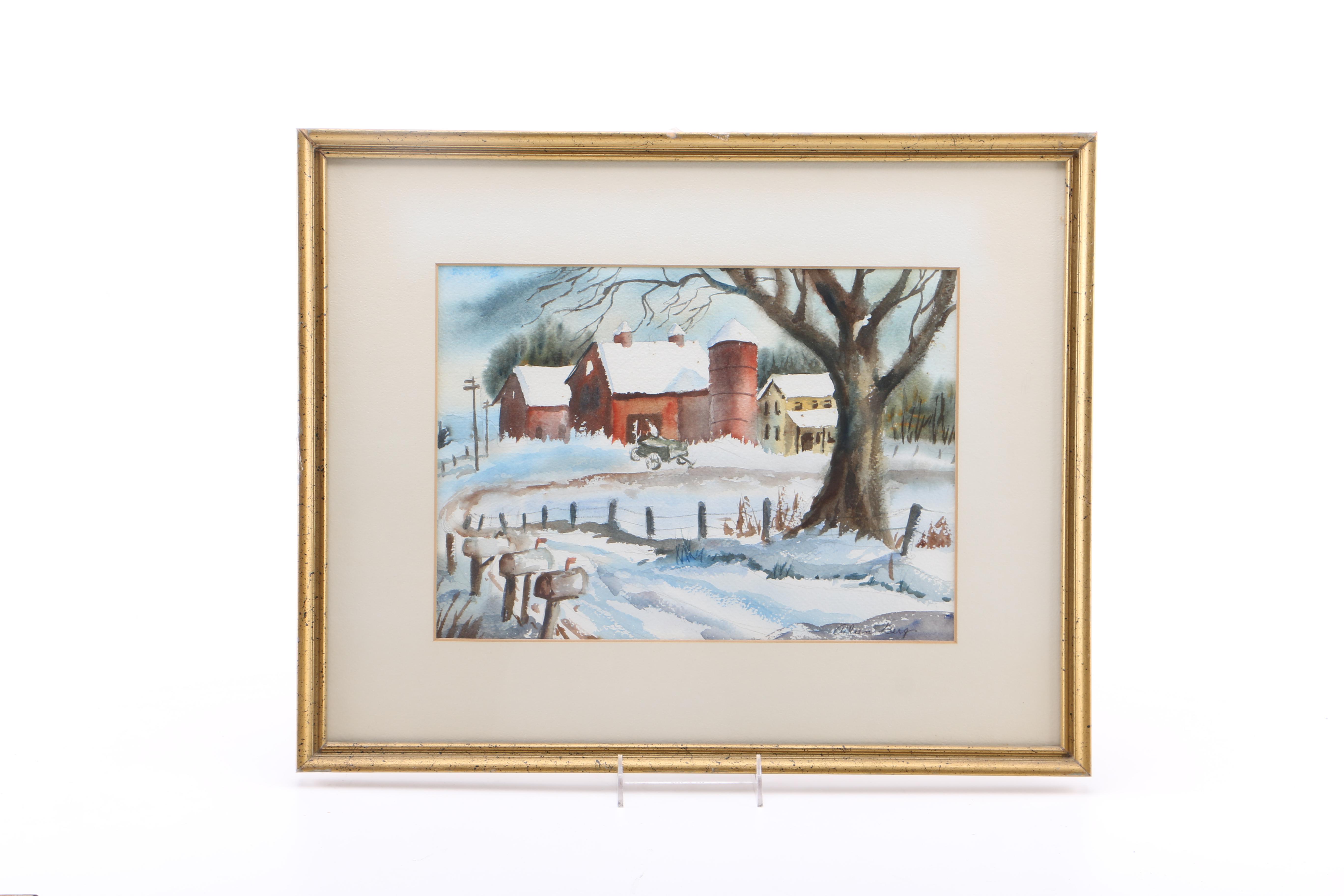 Aileen Berg Watercolor Paintings on Paper of Farmscapes