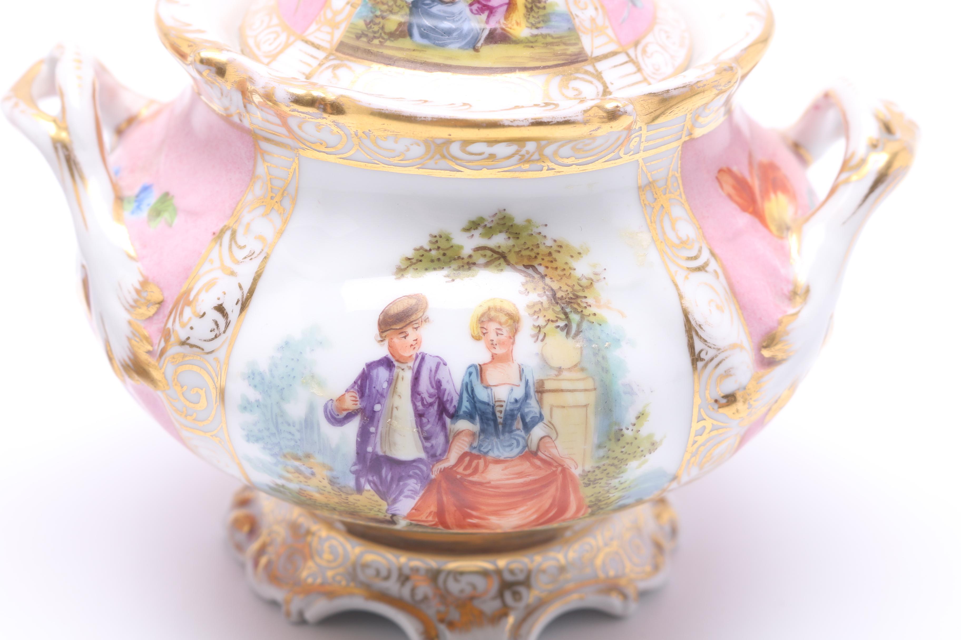 Dresden Porcelain Creamer and Sugar Dish