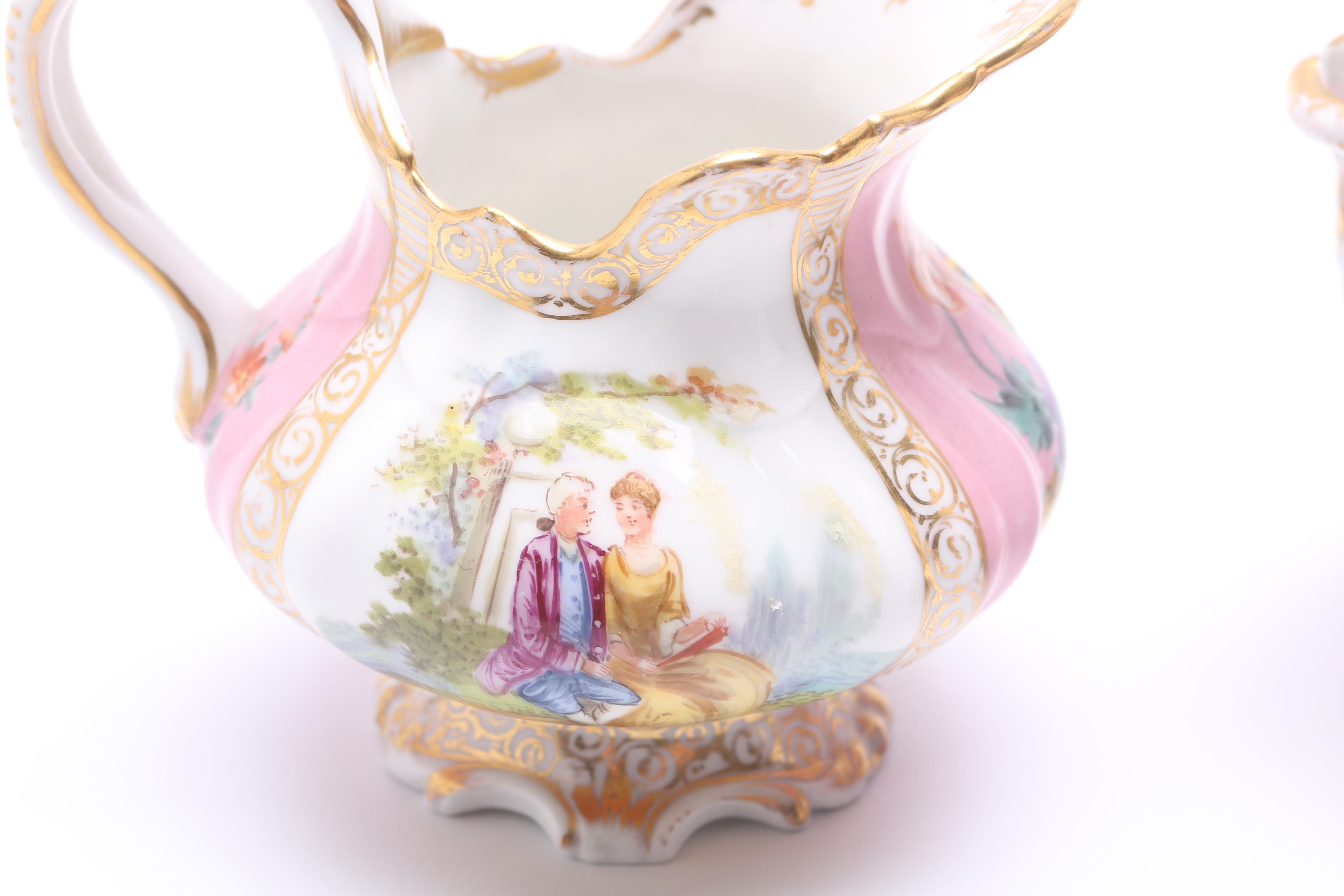 Dresden Porcelain Creamer and Sugar Dish