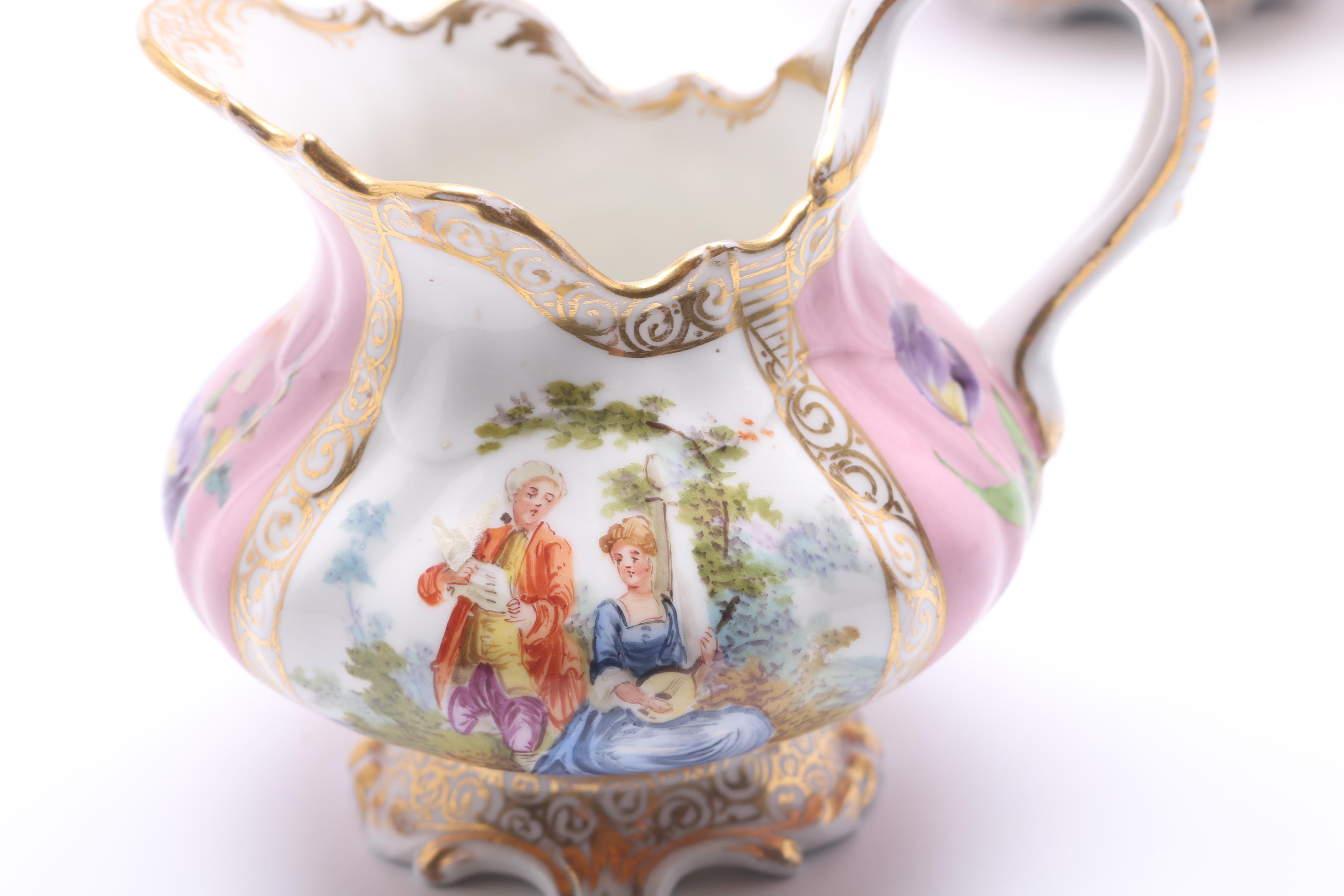 Dresden Porcelain Creamer and Sugar Dish
