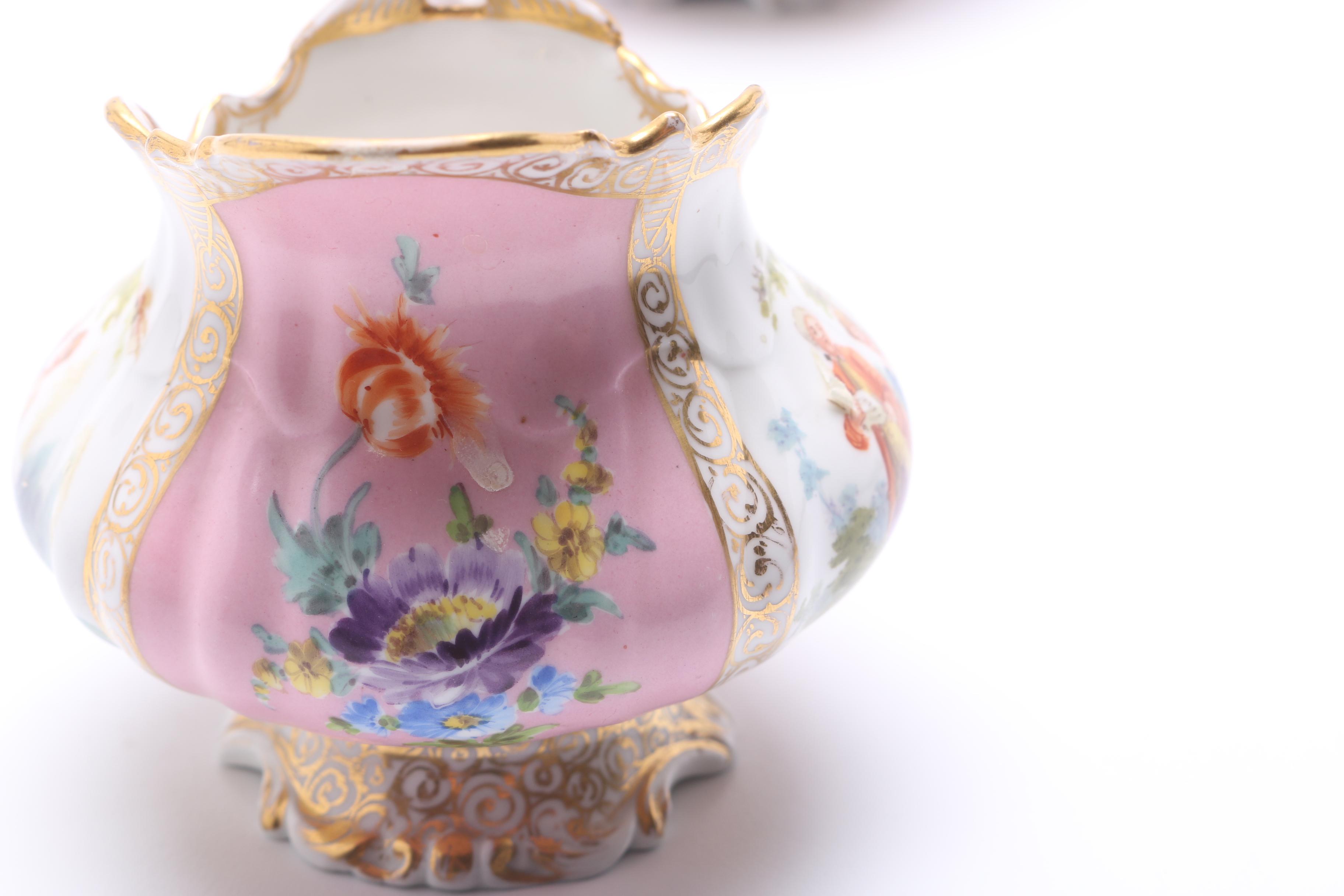 Dresden Porcelain Creamer and Sugar Dish