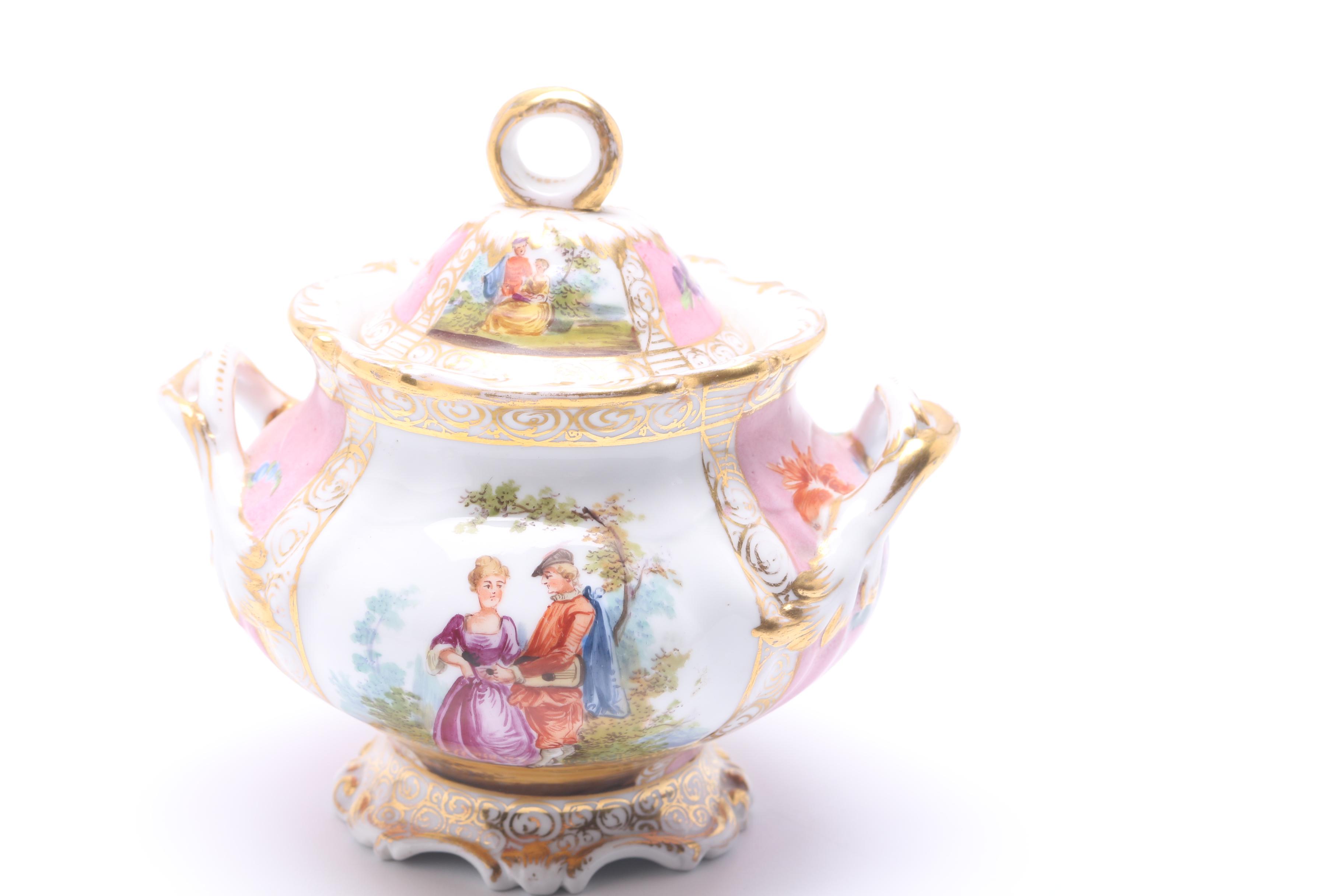 Dresden Porcelain Creamer and Sugar Dish