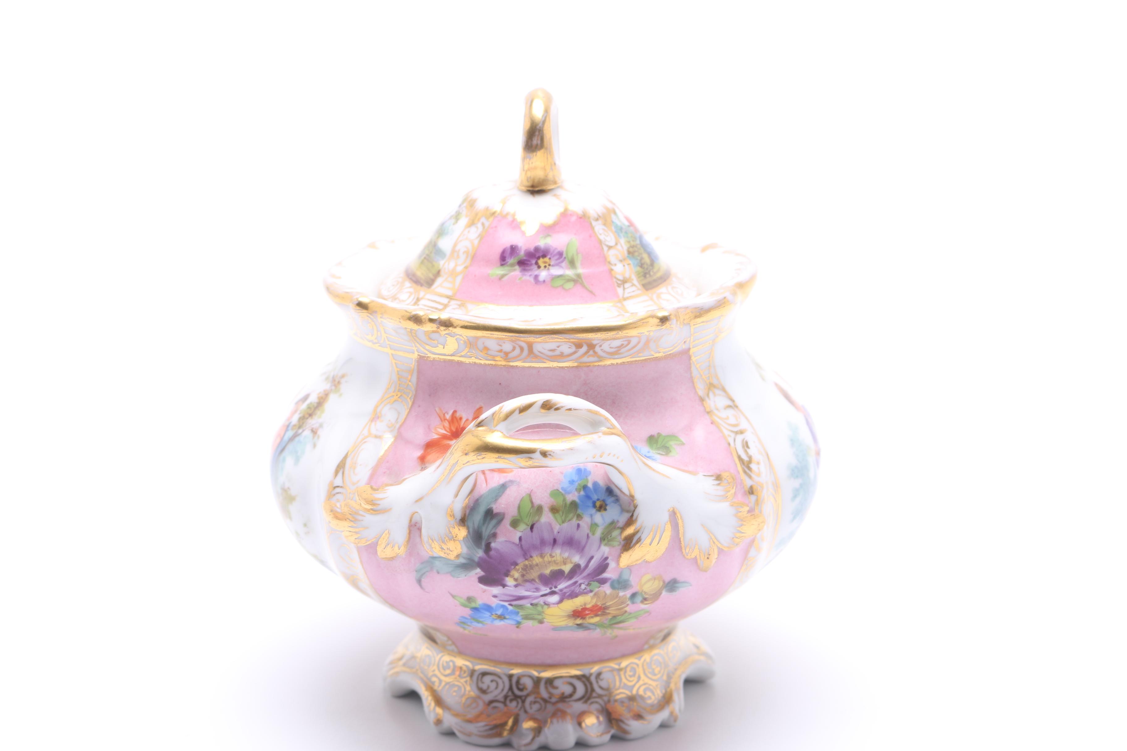 Dresden Porcelain Creamer and Sugar Dish