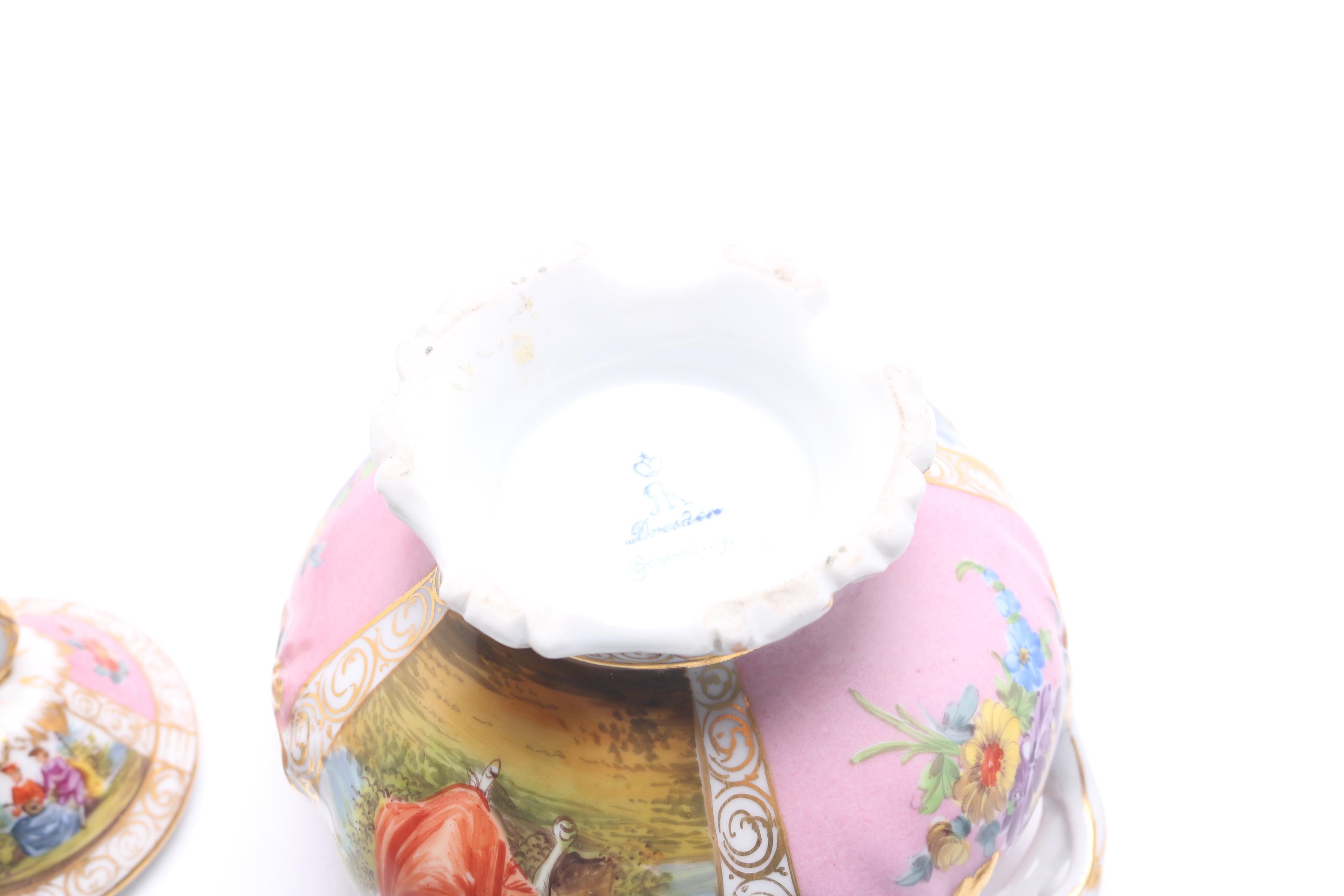 Dresden Porcelain Creamer and Sugar Dish