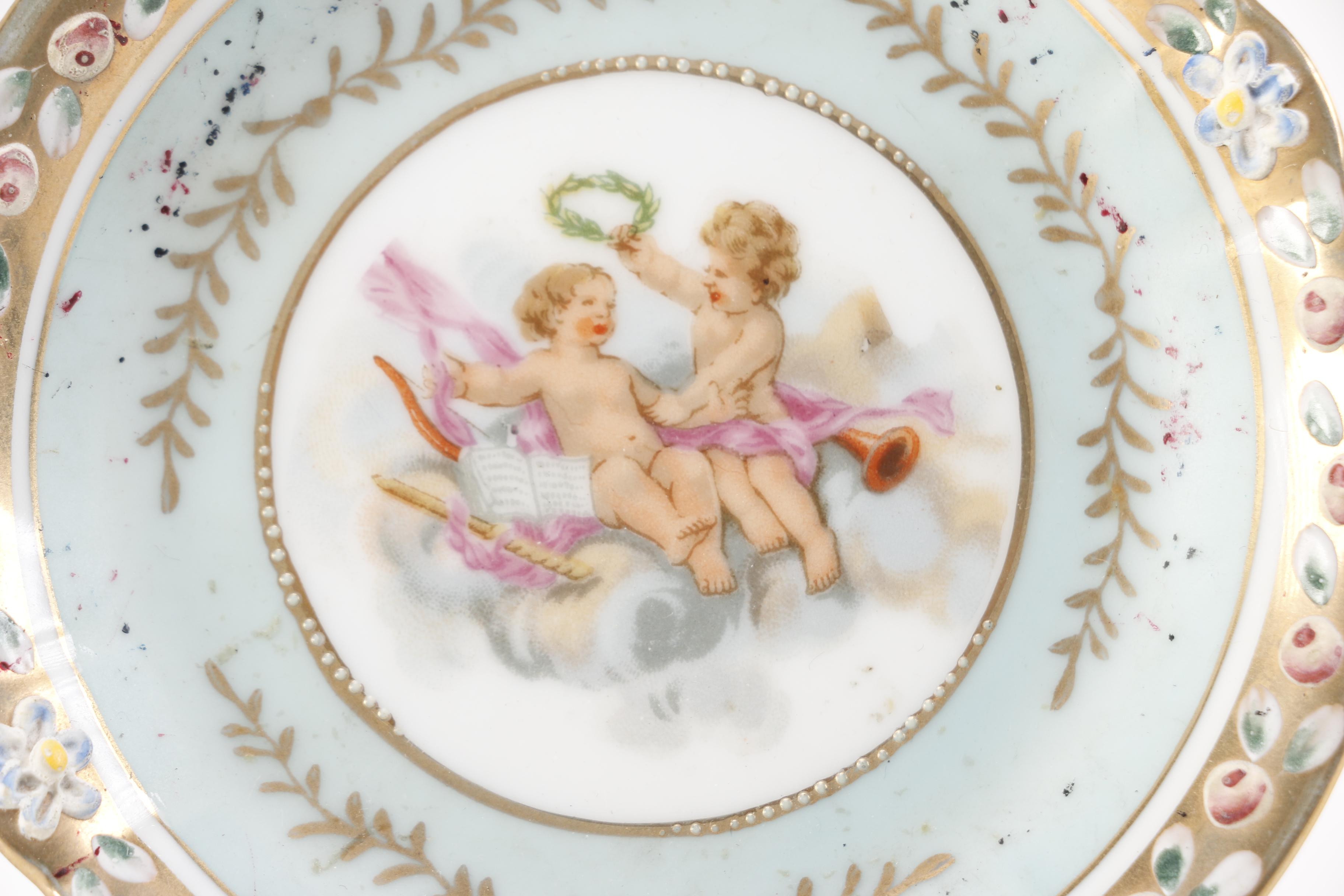 Porcelain Vase, Plate, and Powder Box