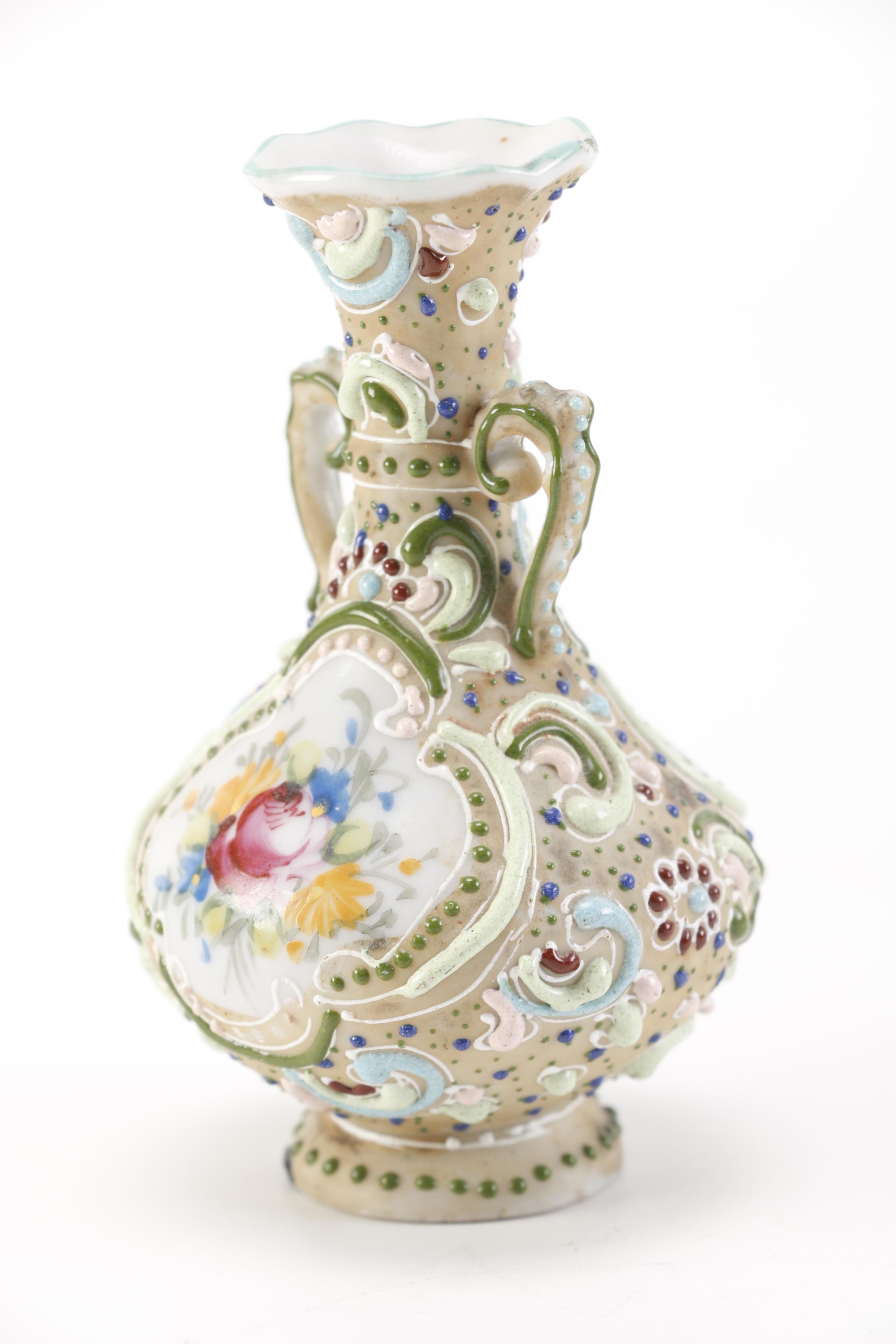 Porcelain Vase, Plate, and Powder Box