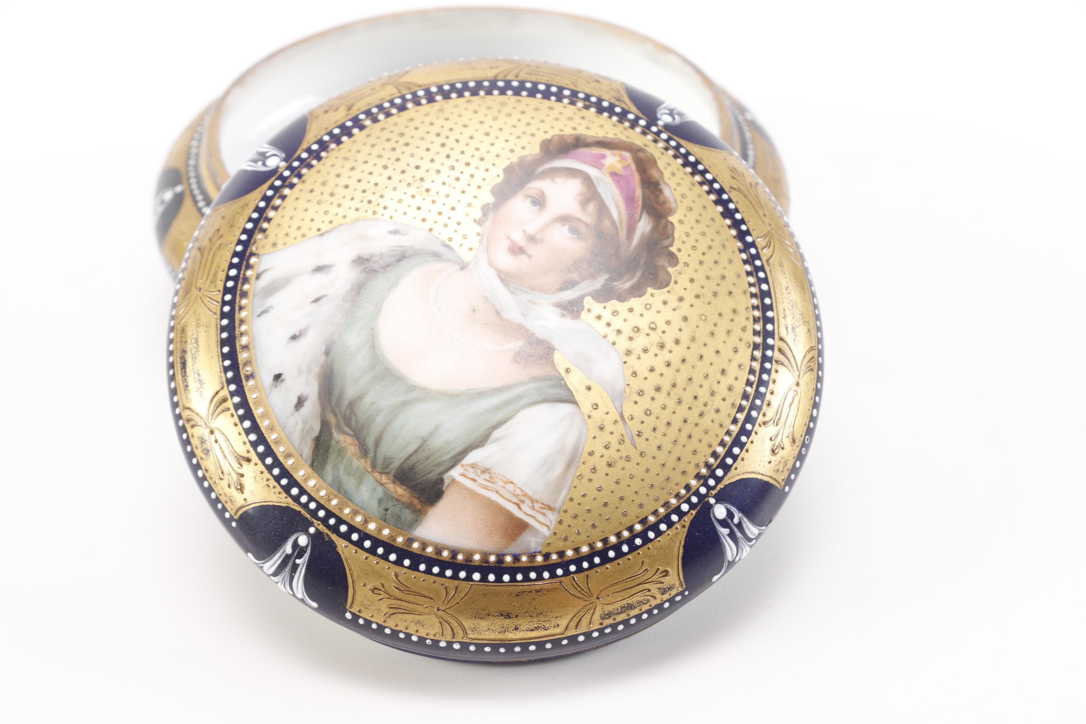 Porcelain Vase, Plate, and Powder Box