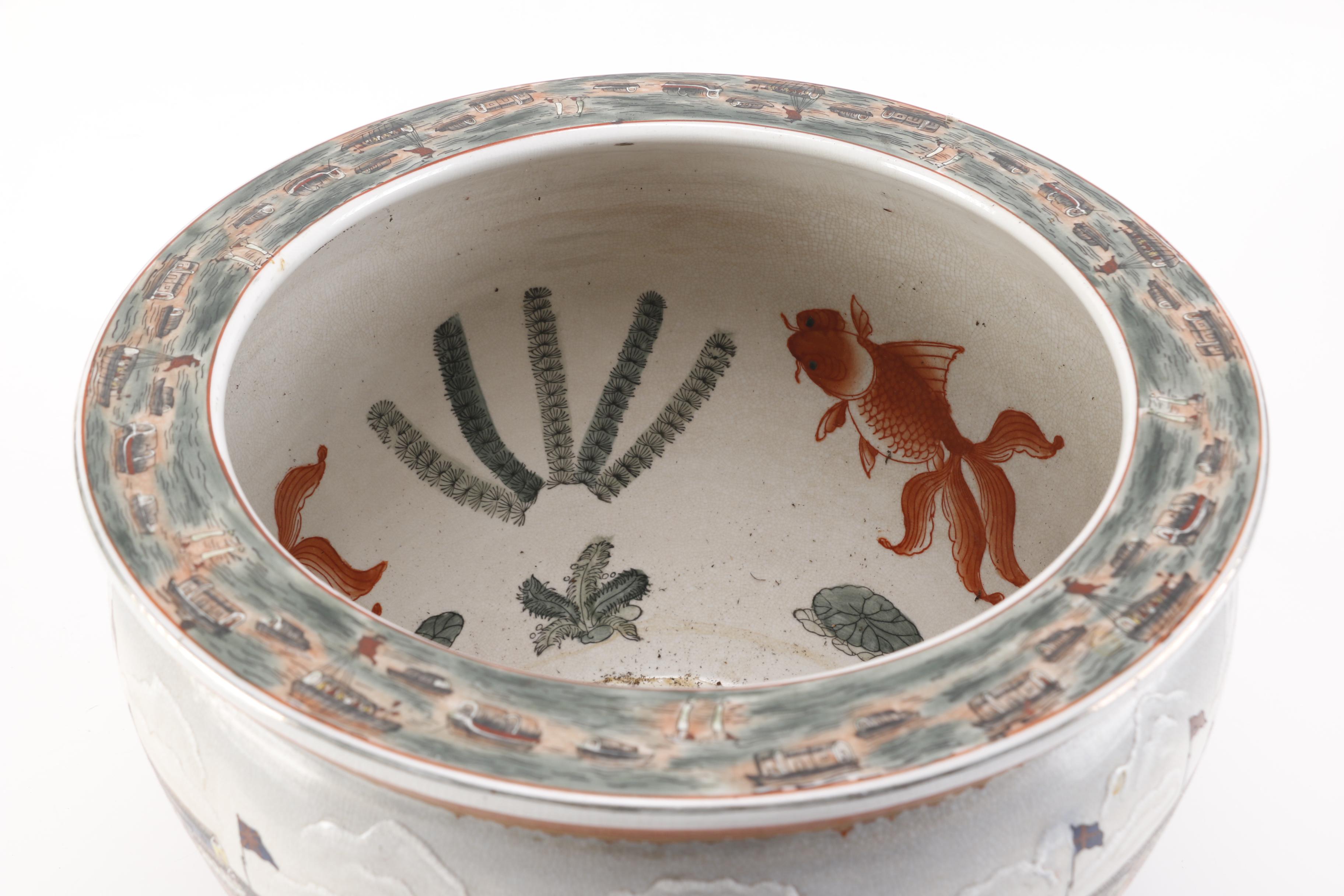 Chinese Ceramic Fishbowl Jardinière