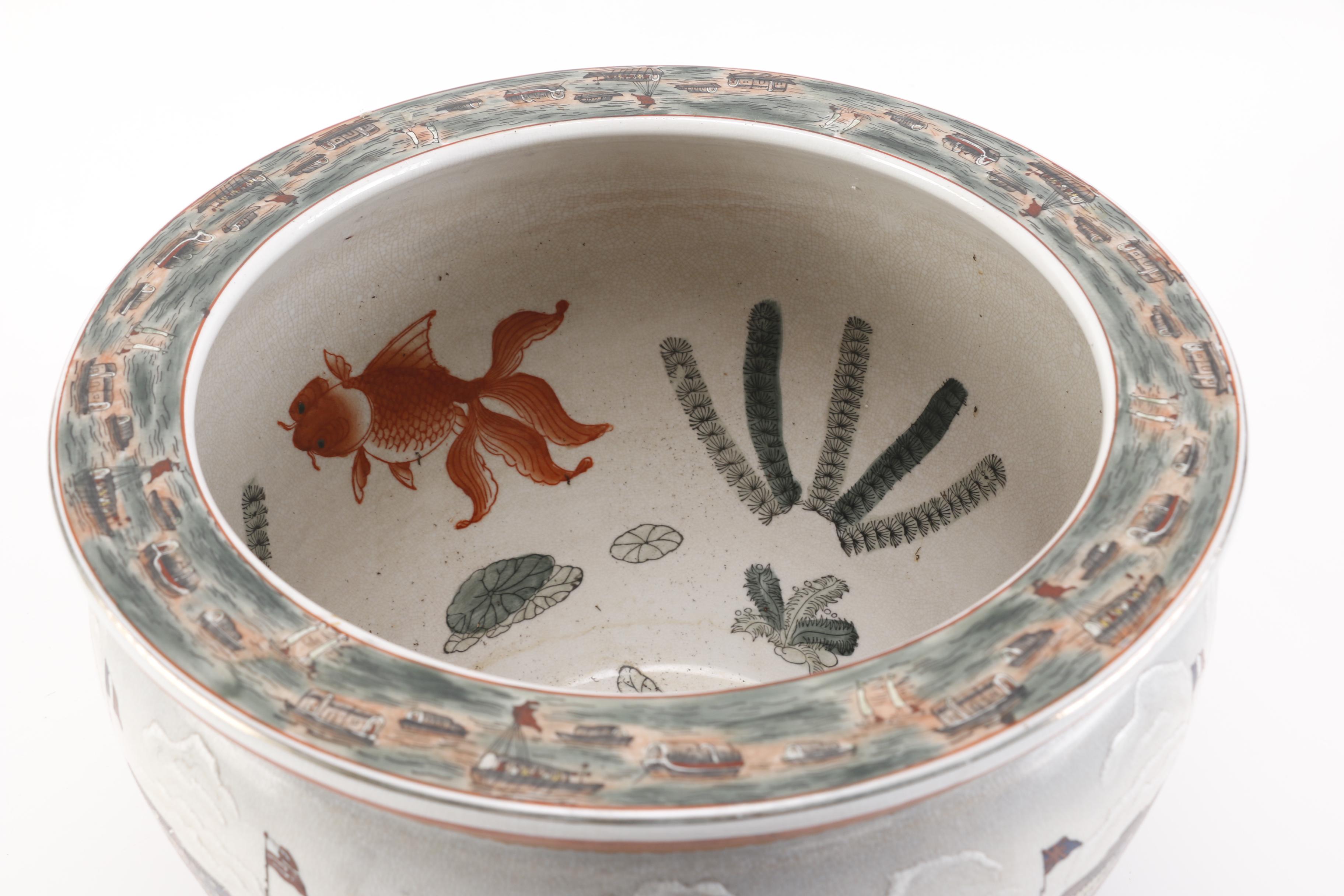Chinese Ceramic Fishbowl Jardinière