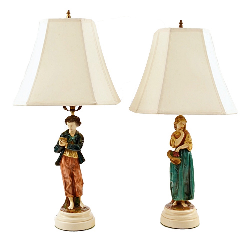 Vintage Italian Borghese Figural Table Lamps